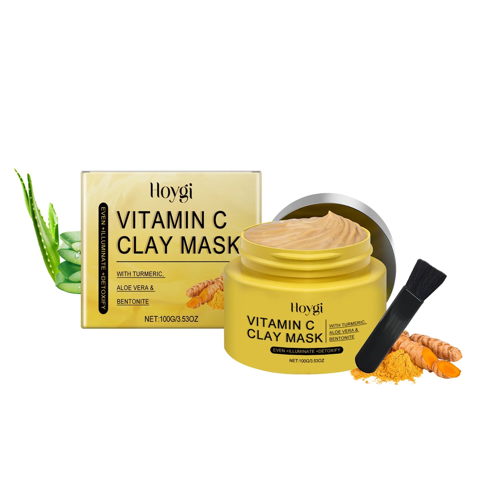 Hoygi 100g Turmeric Clay Mask Vitamin C Cleansing, Shrink Pores, Oil Control. Exfoliating, Moisturizing Face Mask