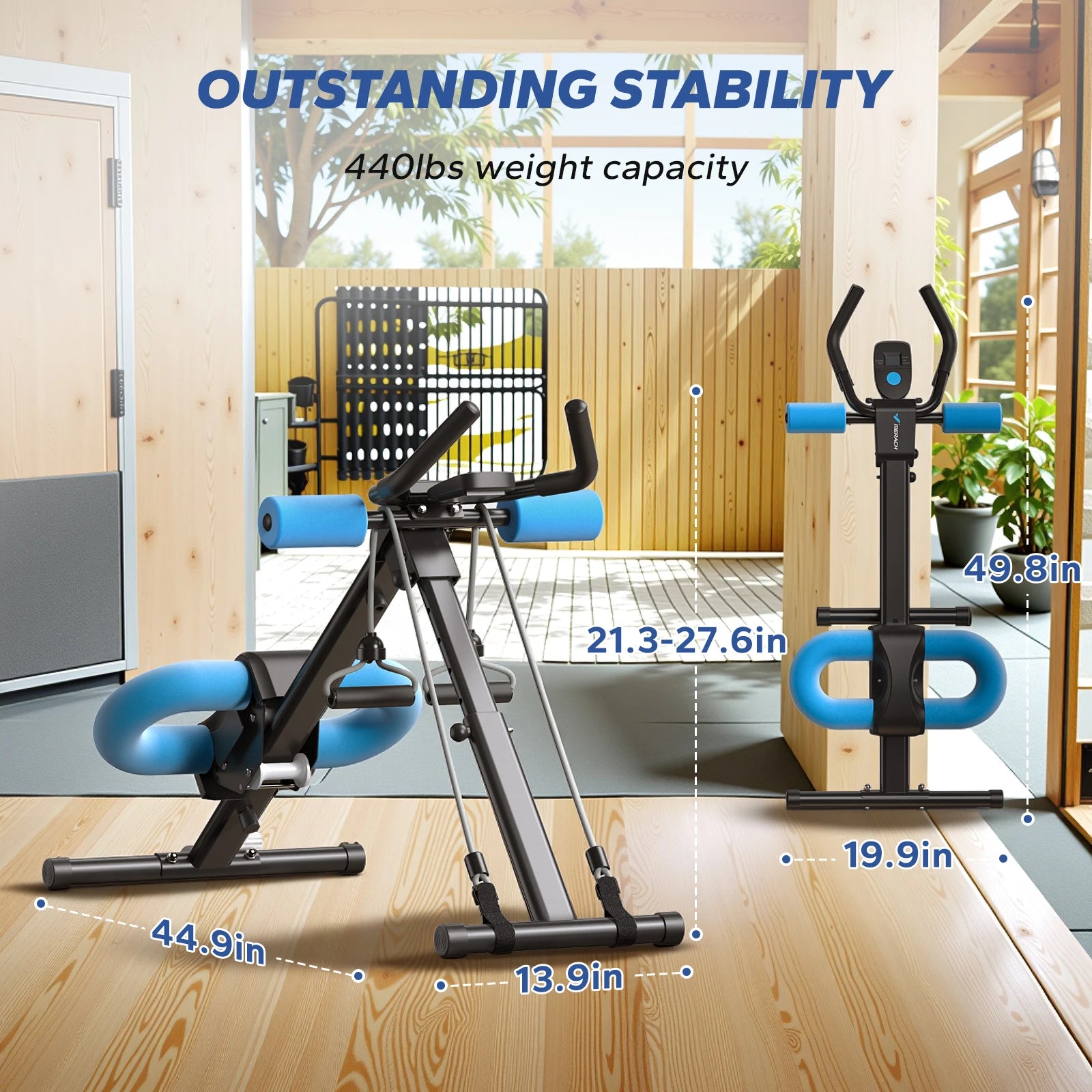 MERACH Adjustable Trainer Workout, Foldable, Knee Protection, Core & Ab Exercise System