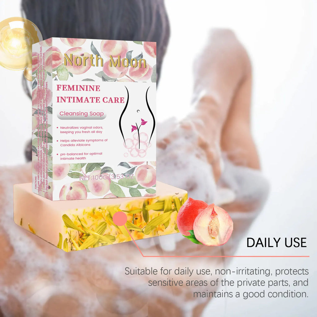 North Moon 100g Cleansing Body Yoni Soap PH Balance, Moisturizing Female Wash, Remove Odor, Itch Relieve