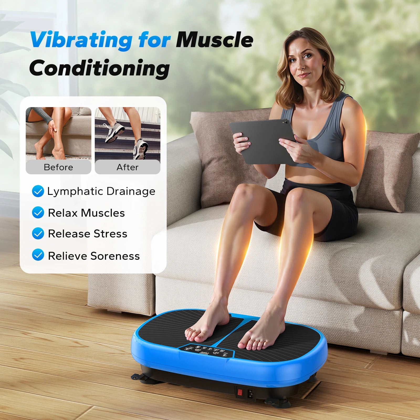 EMS Vibration Plate Exercise Machine for Lymphatic Drainage, Relieve Pain, Help Sleep, Fat Burning