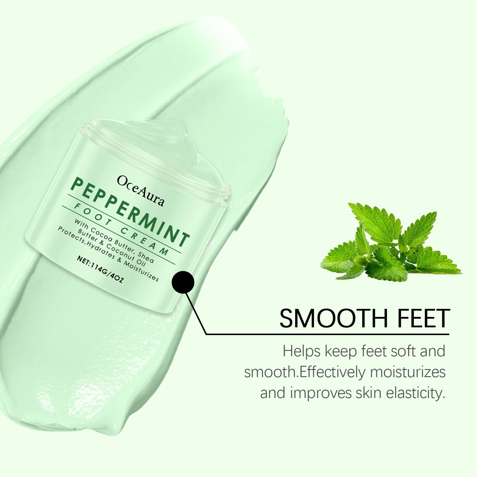 Oceaura Mint Foot Care Cream, Daily Relief Dryness, Remove Dead Skin, Nourishing Cooling Relief Discomfort