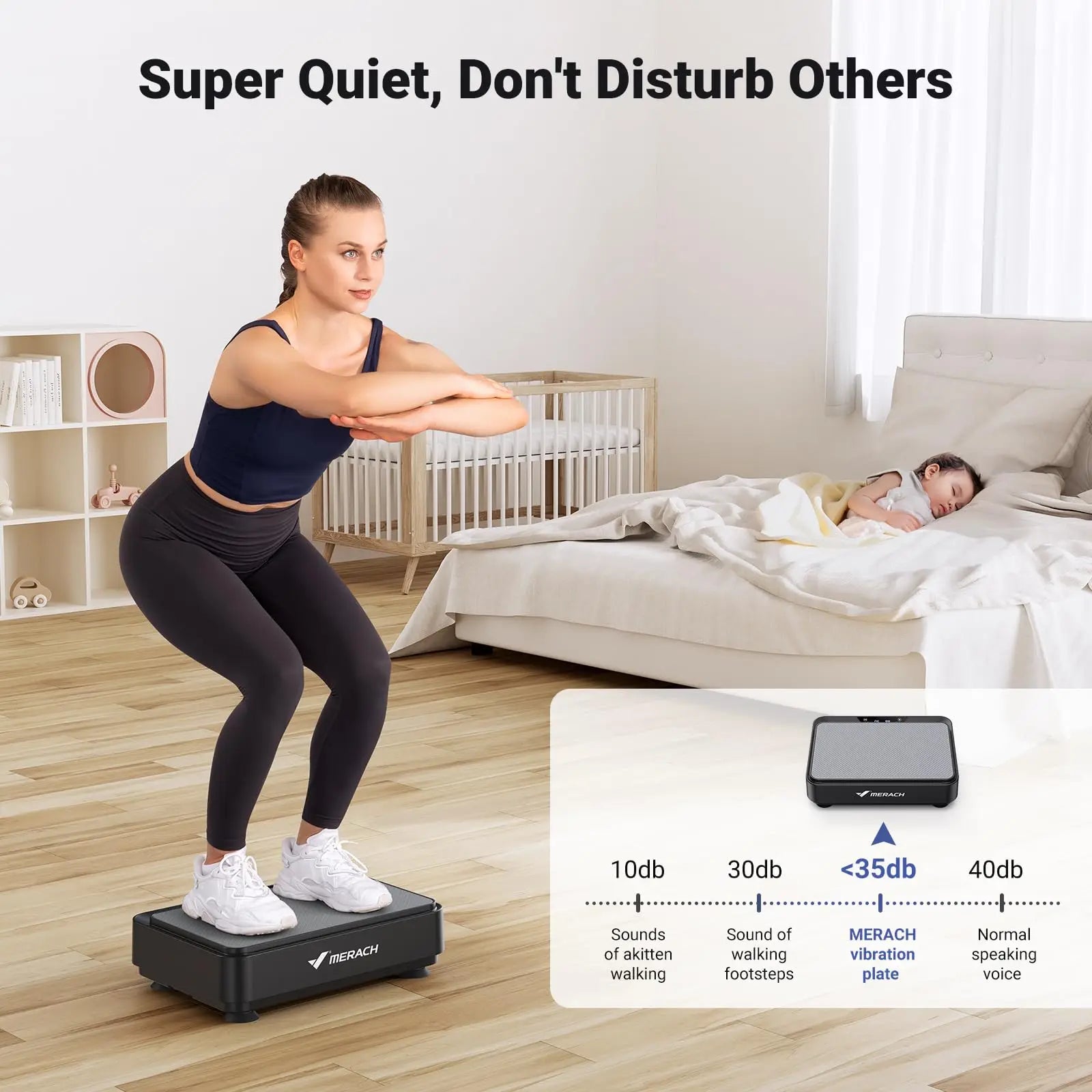 MERACH Vibration Plate Exercise Machine for Lymphatic Drainage, Relieve Pain, Help Sleep, Fat Burning
