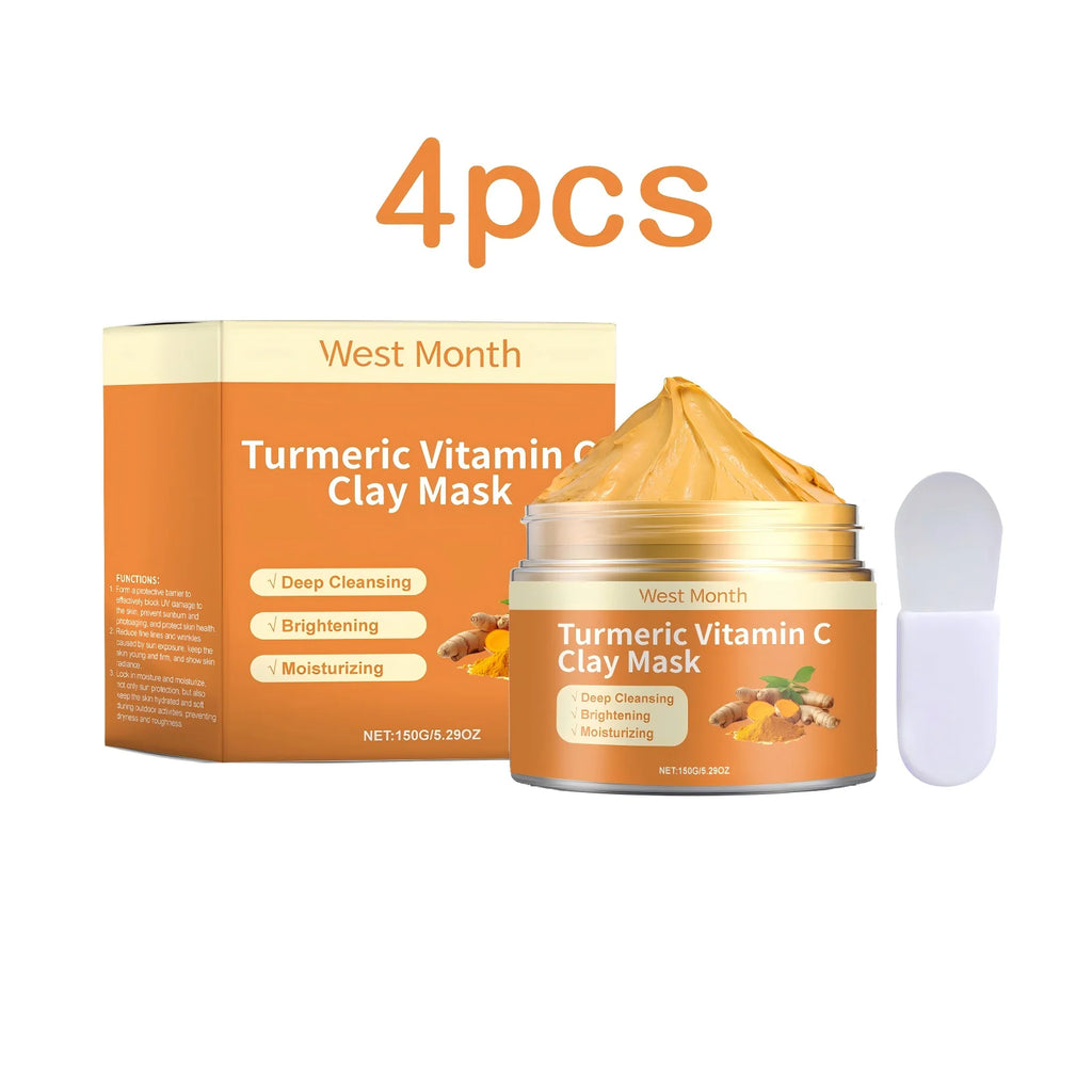West&Month 150g Turmeric Vitamin C Clay Mask, Exfoliating, Clean Pores, Remove Blackhead, Improve Dullness, Moisturizing