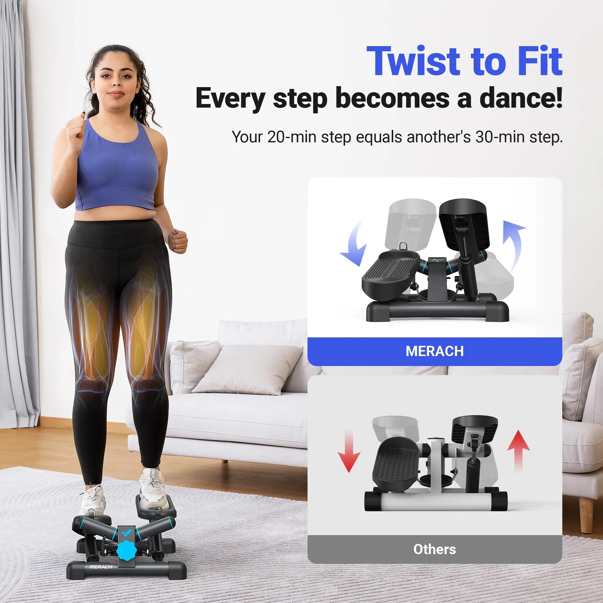 MERACH Mini Stepper for Exercise 330LBS Capacity Equipment with Resistance Band for Fitness