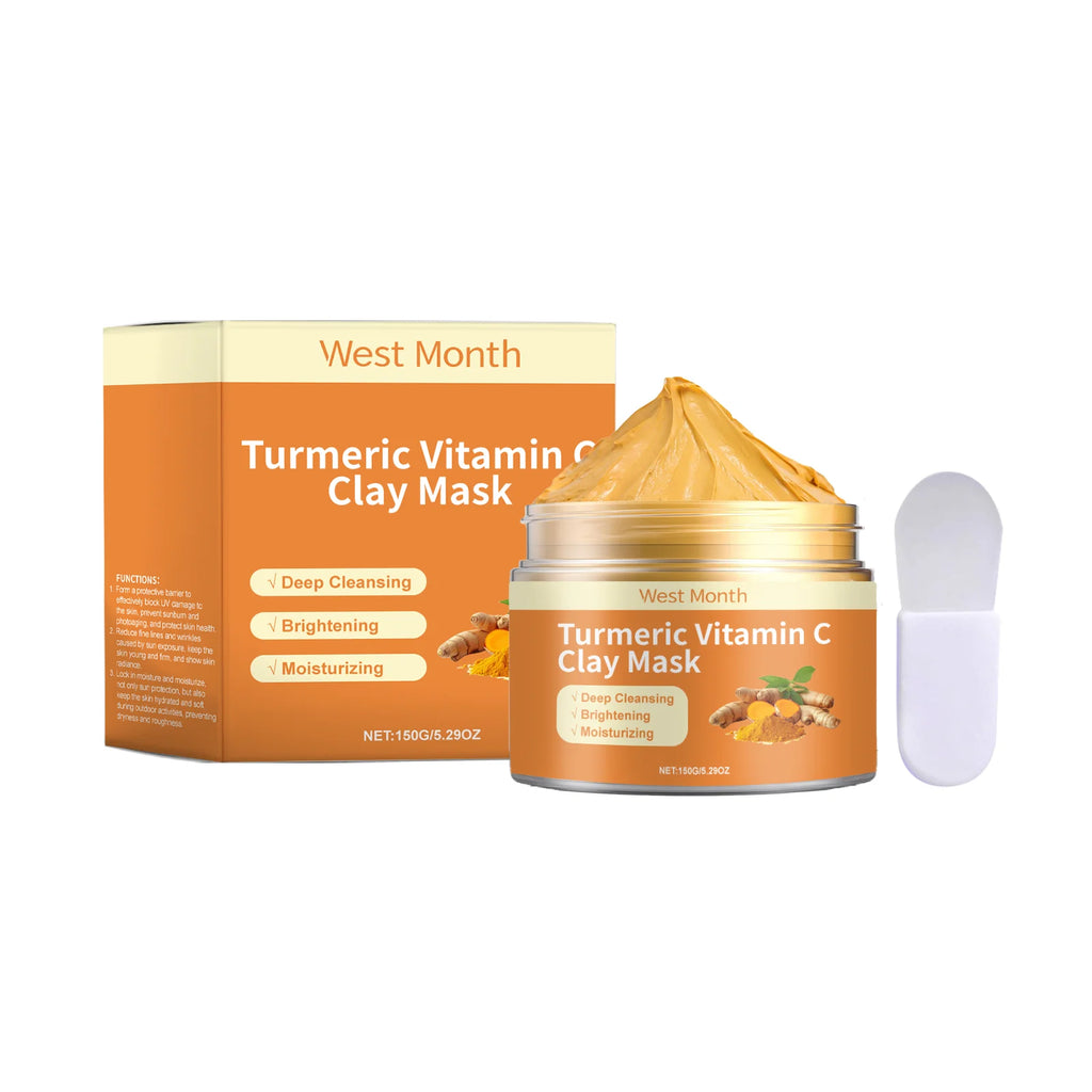 West&Month 150g Turmeric Vitamin C Clay Mask, Exfoliating, Clean Pores, Remove Blackhead, Improve Dullness, Moisturizing