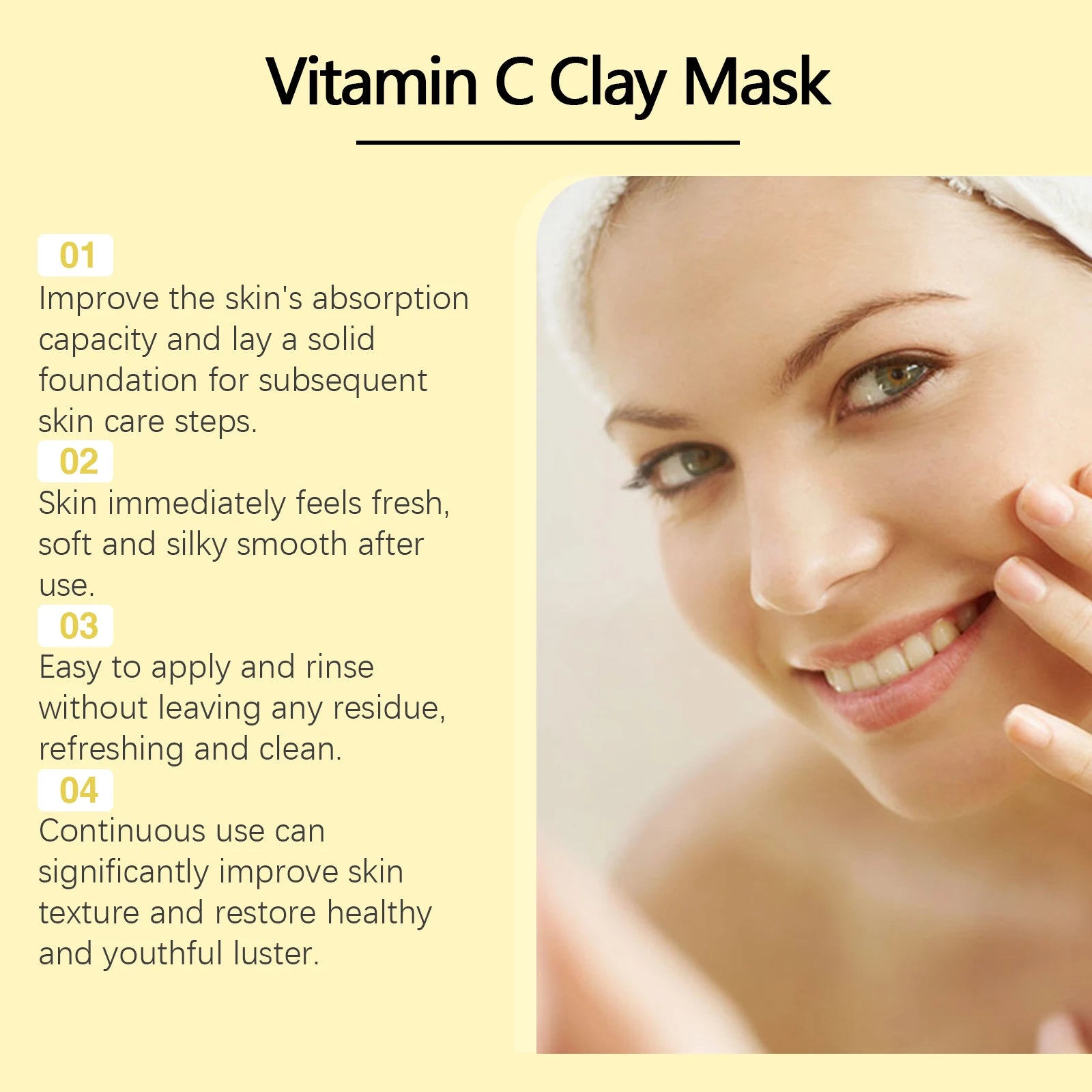 Hoygi 100g Turmeric Clay Mask Vitamin C Cleansing, Shrink Pores, Oil Control. Exfoliating, Moisturizing Face Mask