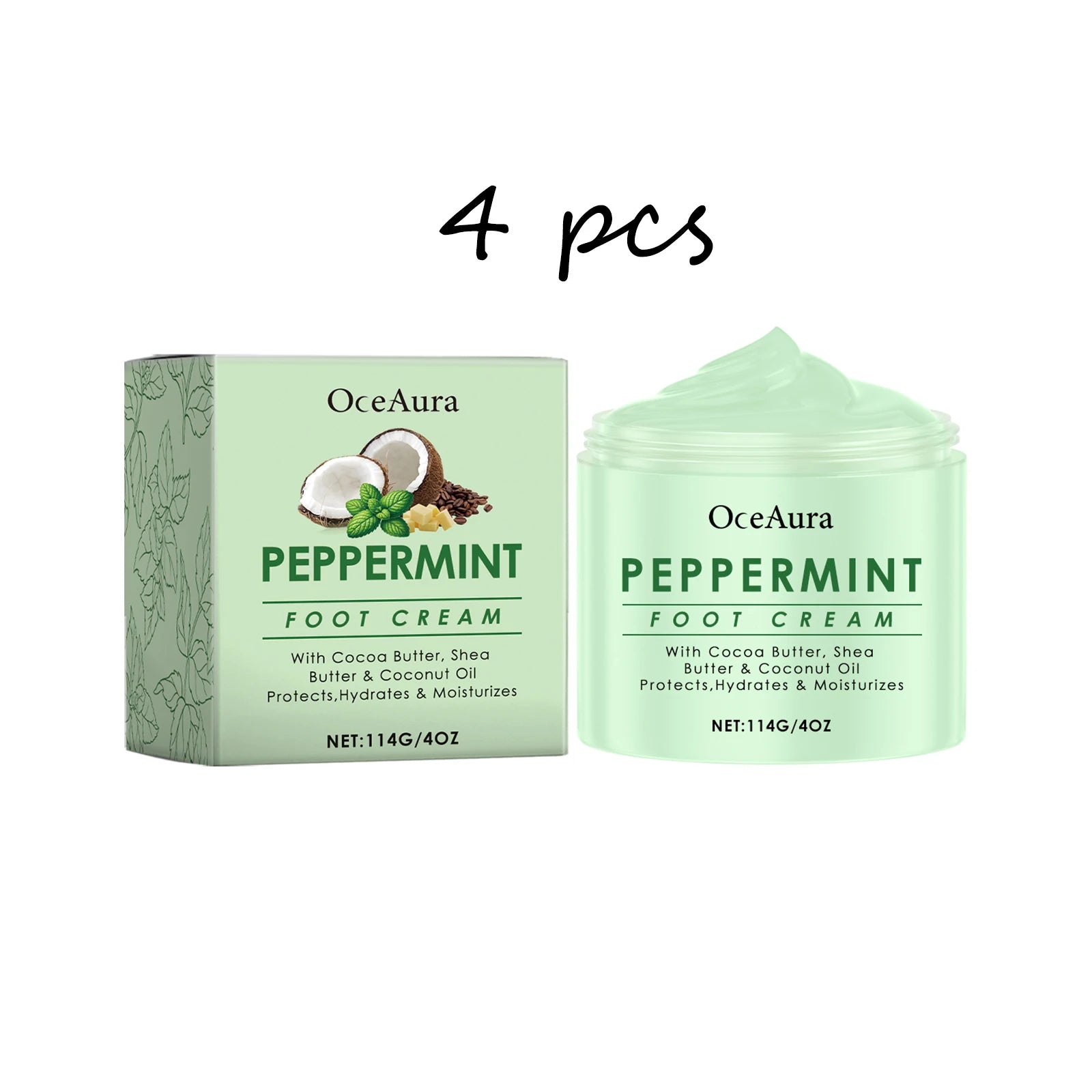 Oceaura Mint Foot Care Cream, Daily Relief Dryness, Remove Dead Skin, Nourishing Cooling Relief Discomfort