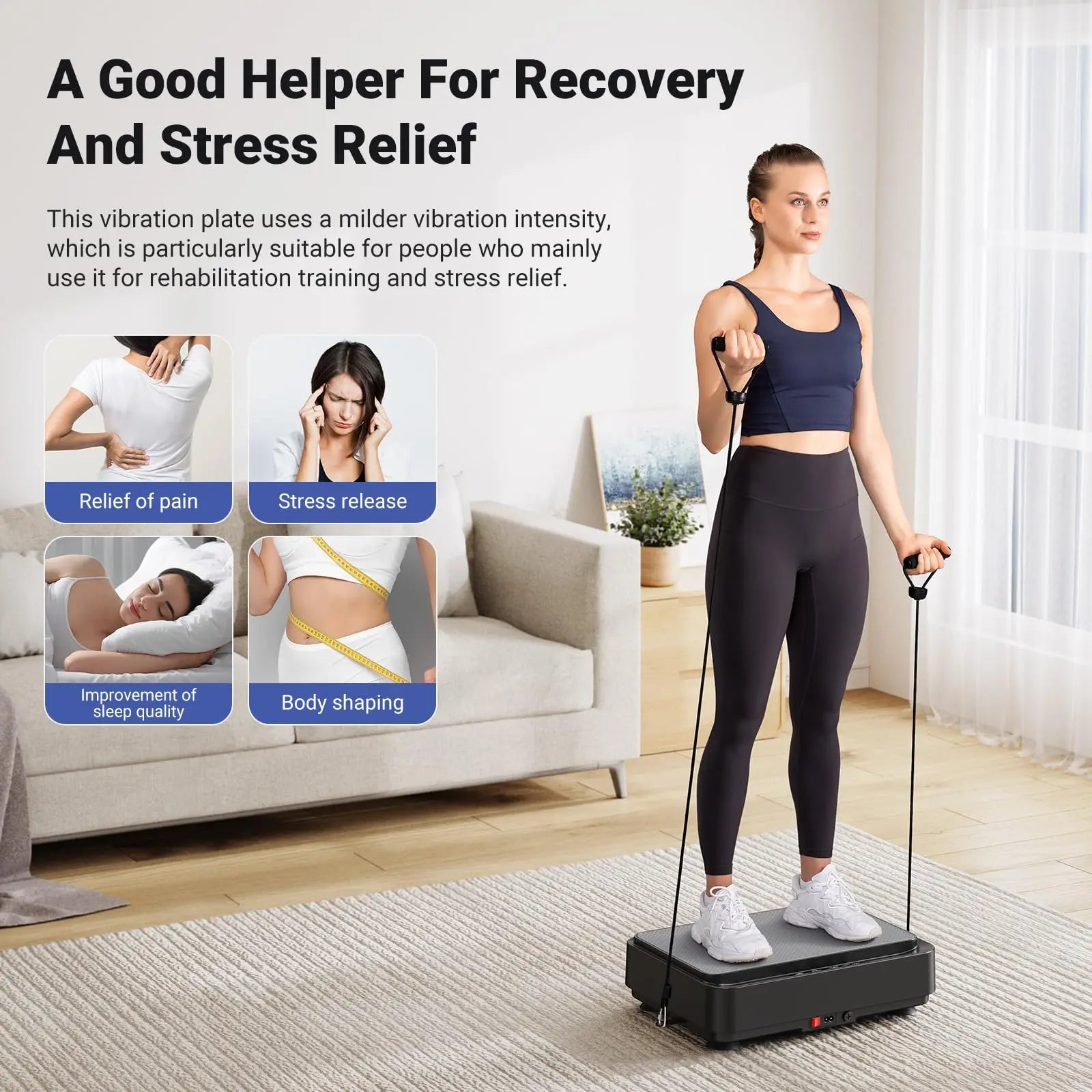 MERACH Vibration Plate Exercise Machine for Lymphatic Drainage, Relieve Pain, Help Sleep, Fat Burning