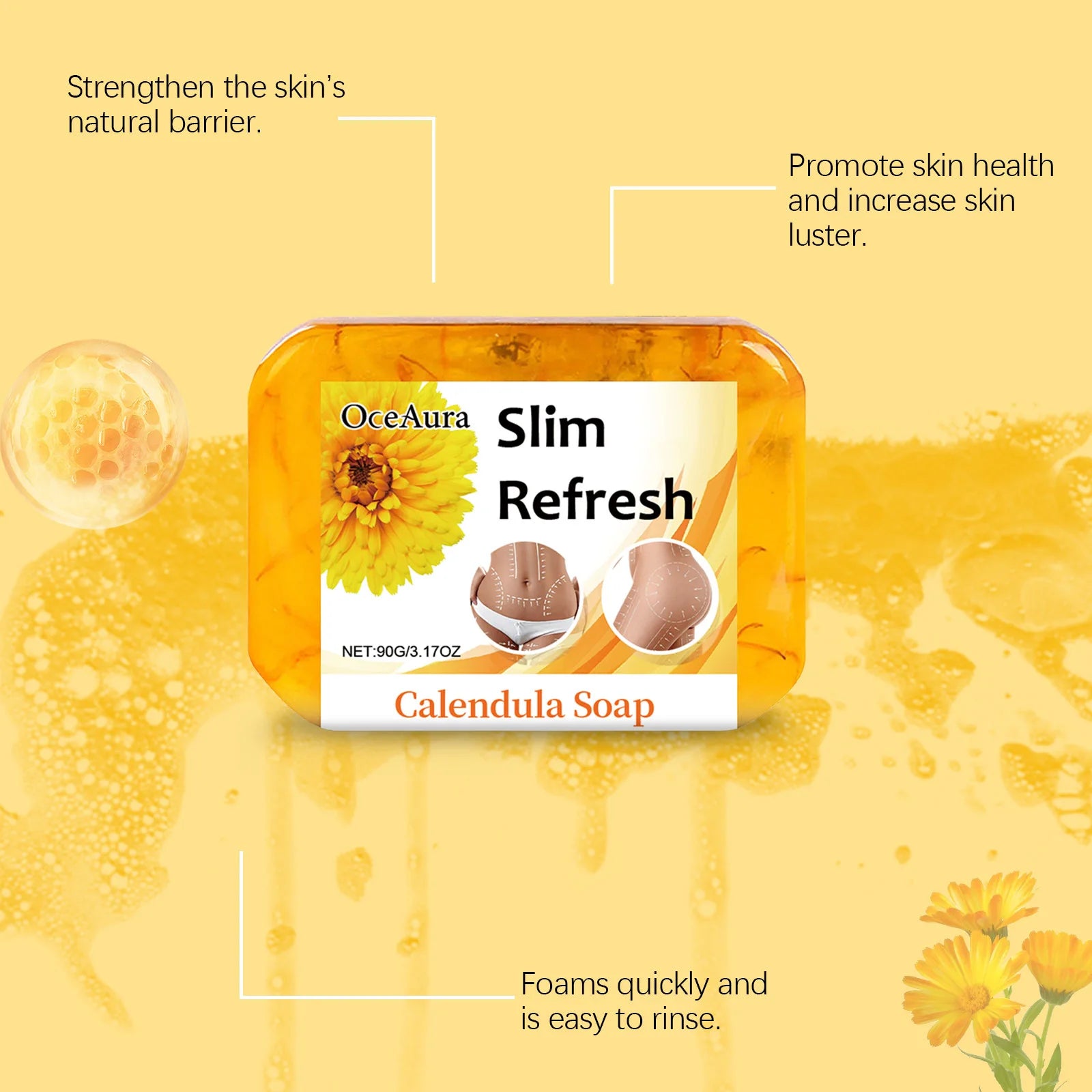 Oceaura 90g Lymphatic Detox Fat Burning Soap Exfoliating, Gentle Cleansing Soothe Skin Firm Lifting Waist Belly Soap