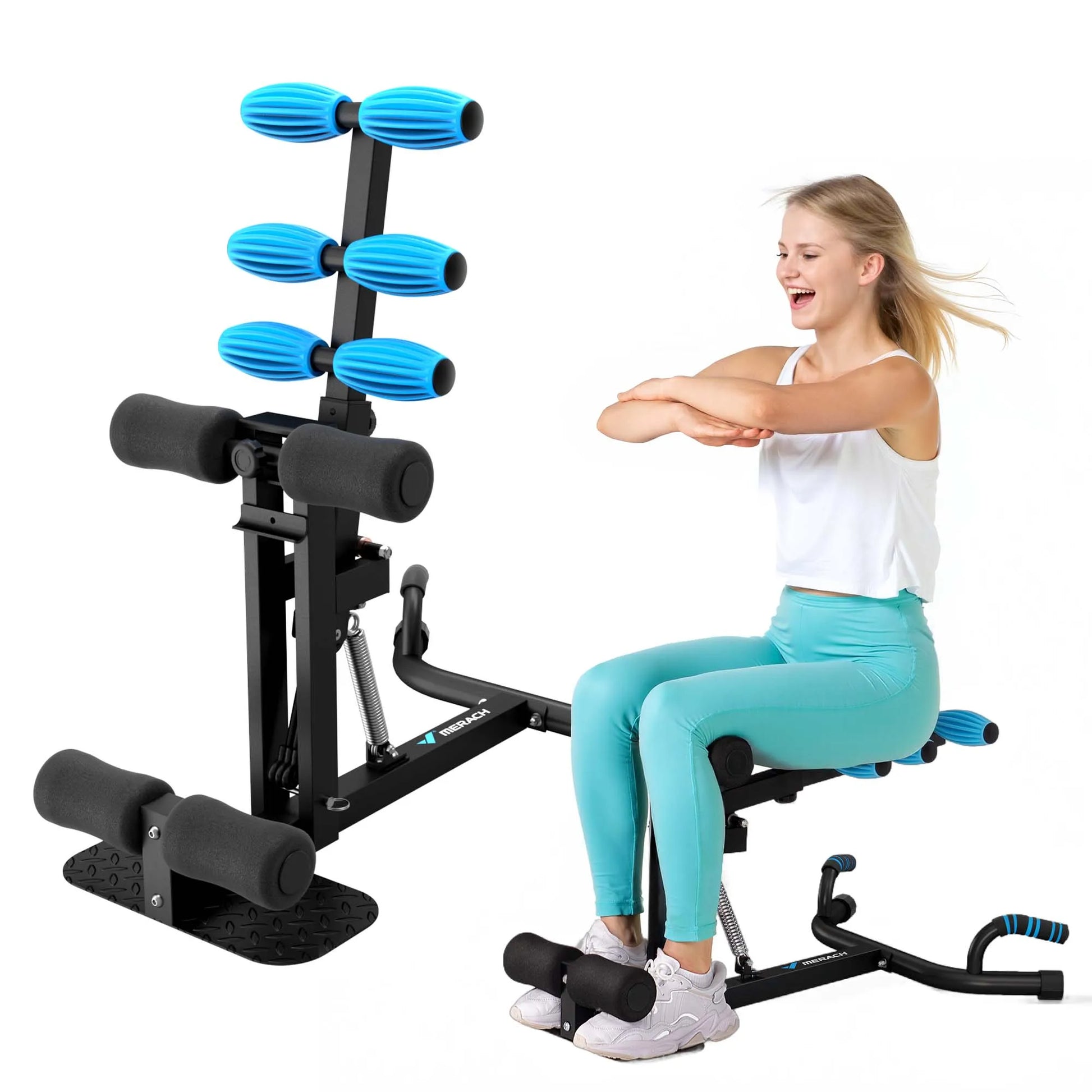 MERACH Deep Squat Machine Adjustable Glutes Trainer, Core, Leg, Push Up Workout Machine