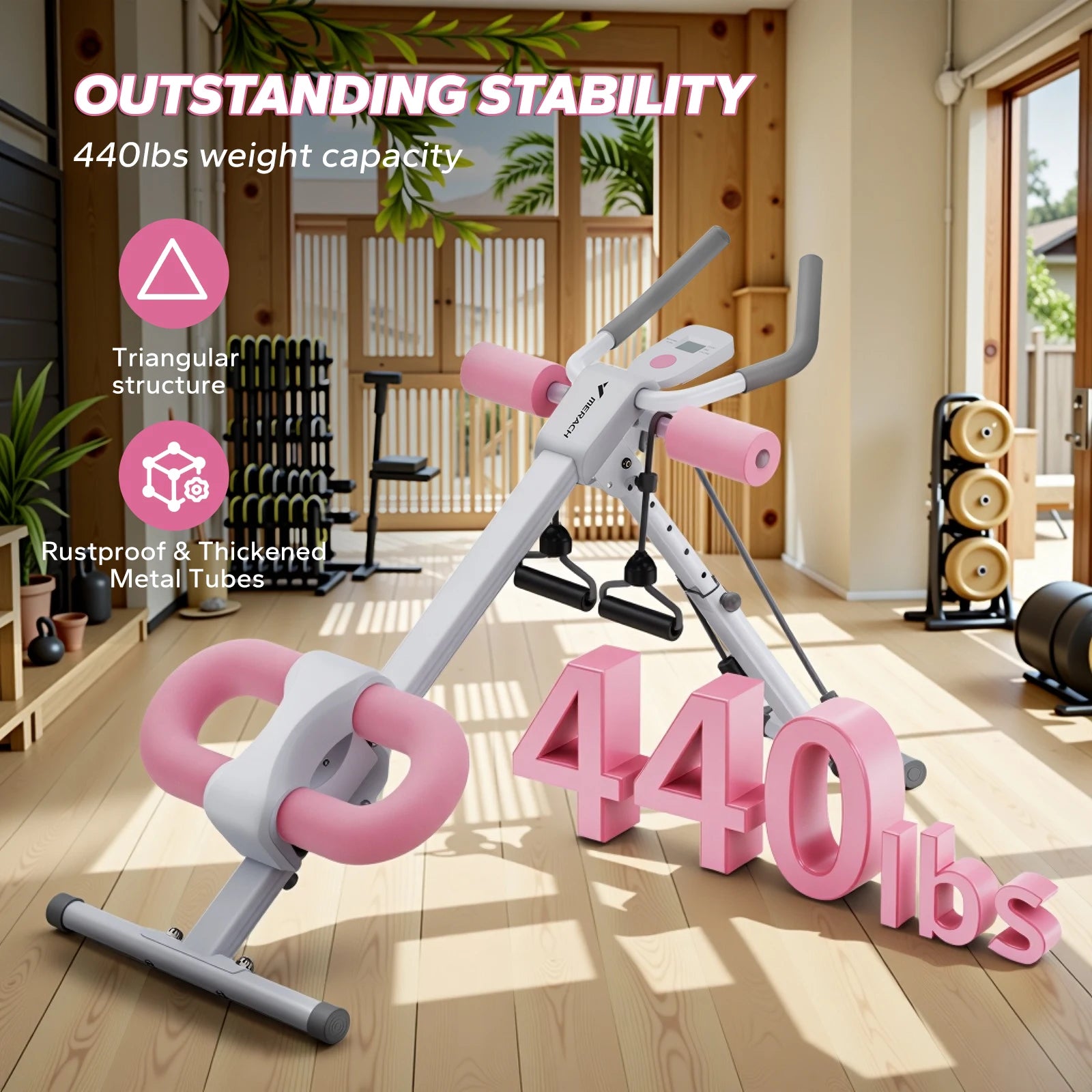MERACH Adjustable Trainer Workout, Foldable, Knee Protection, Core & Ab Exercise System