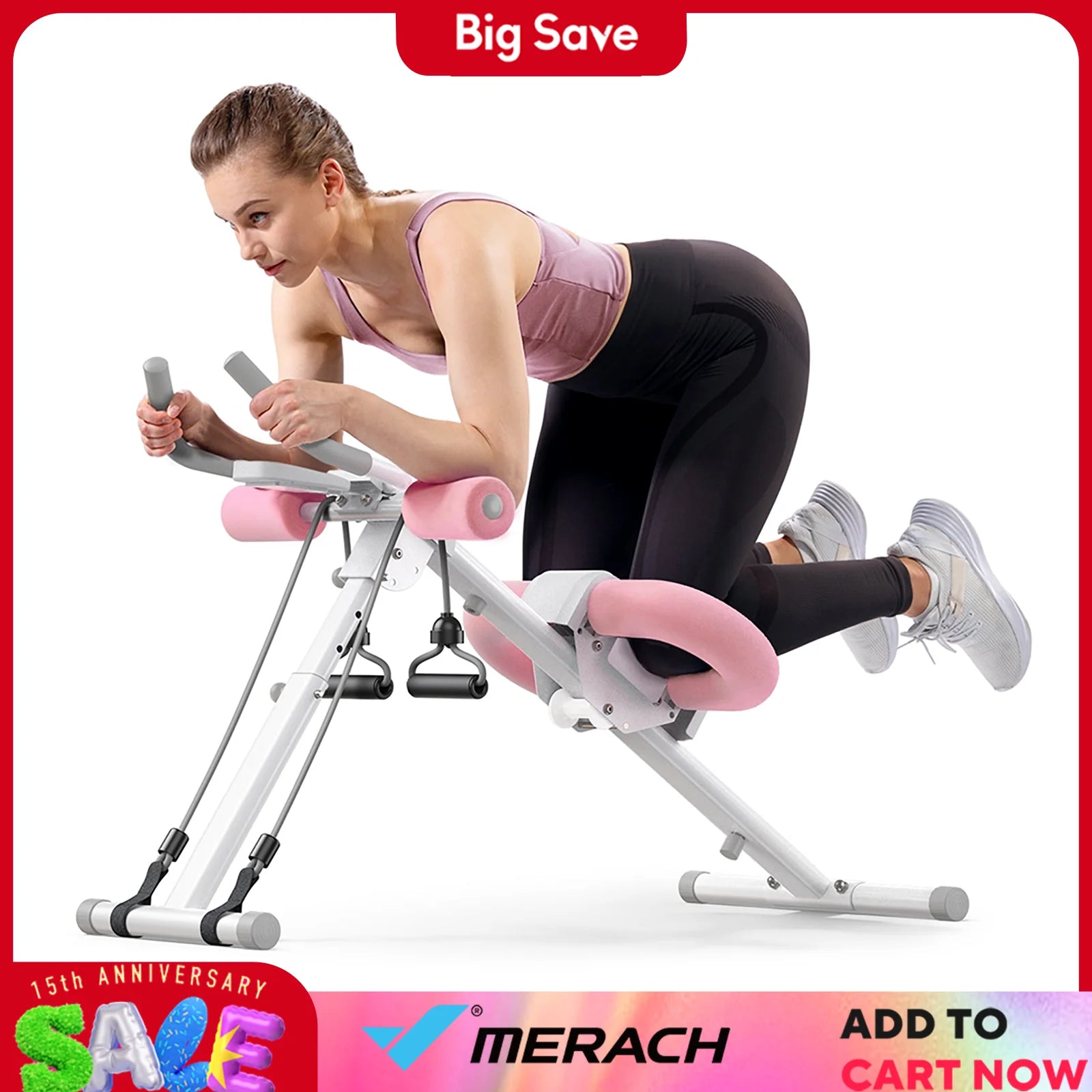 MERACH Adjustable Trainer Workout, Foldable, Knee Protection, Core & Ab Exercise System