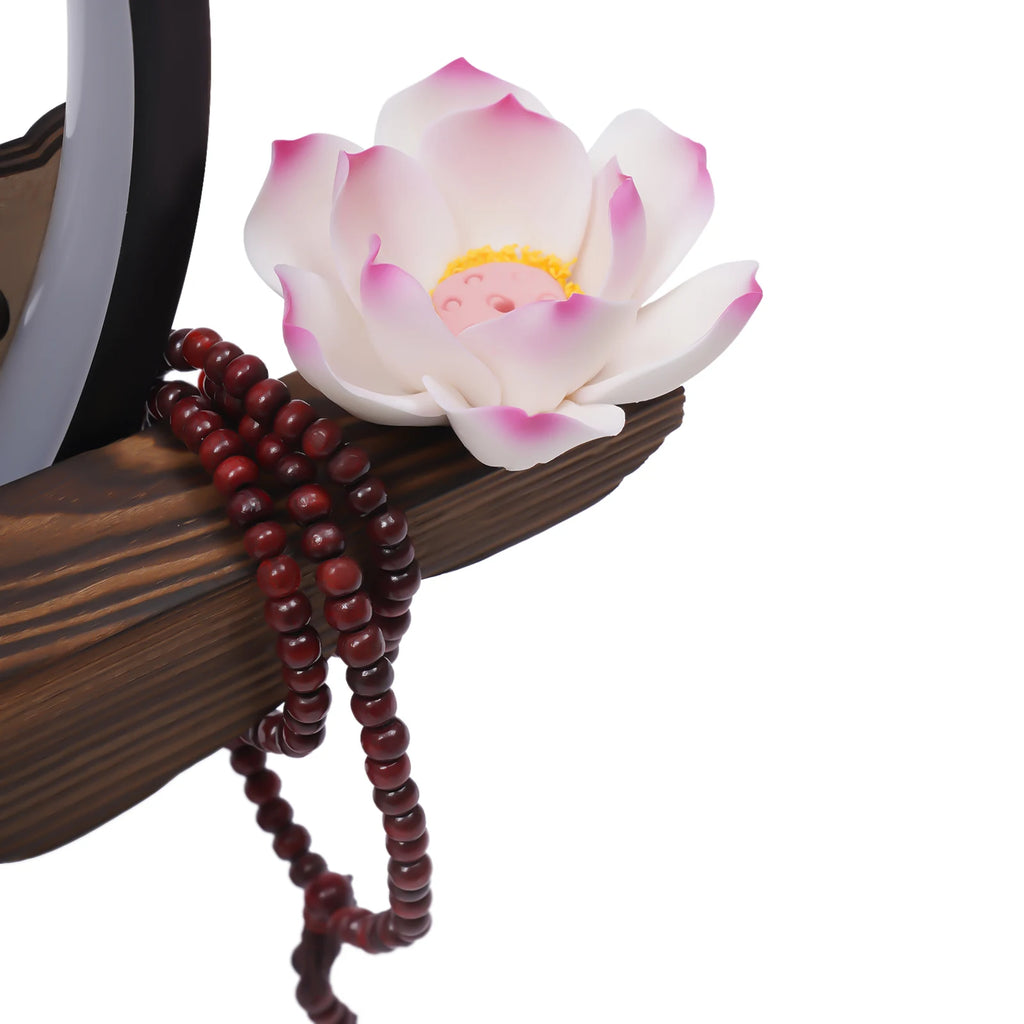 Backflow Incense Holder with LED Light and Pines, Ceramic Lady Chinese Style