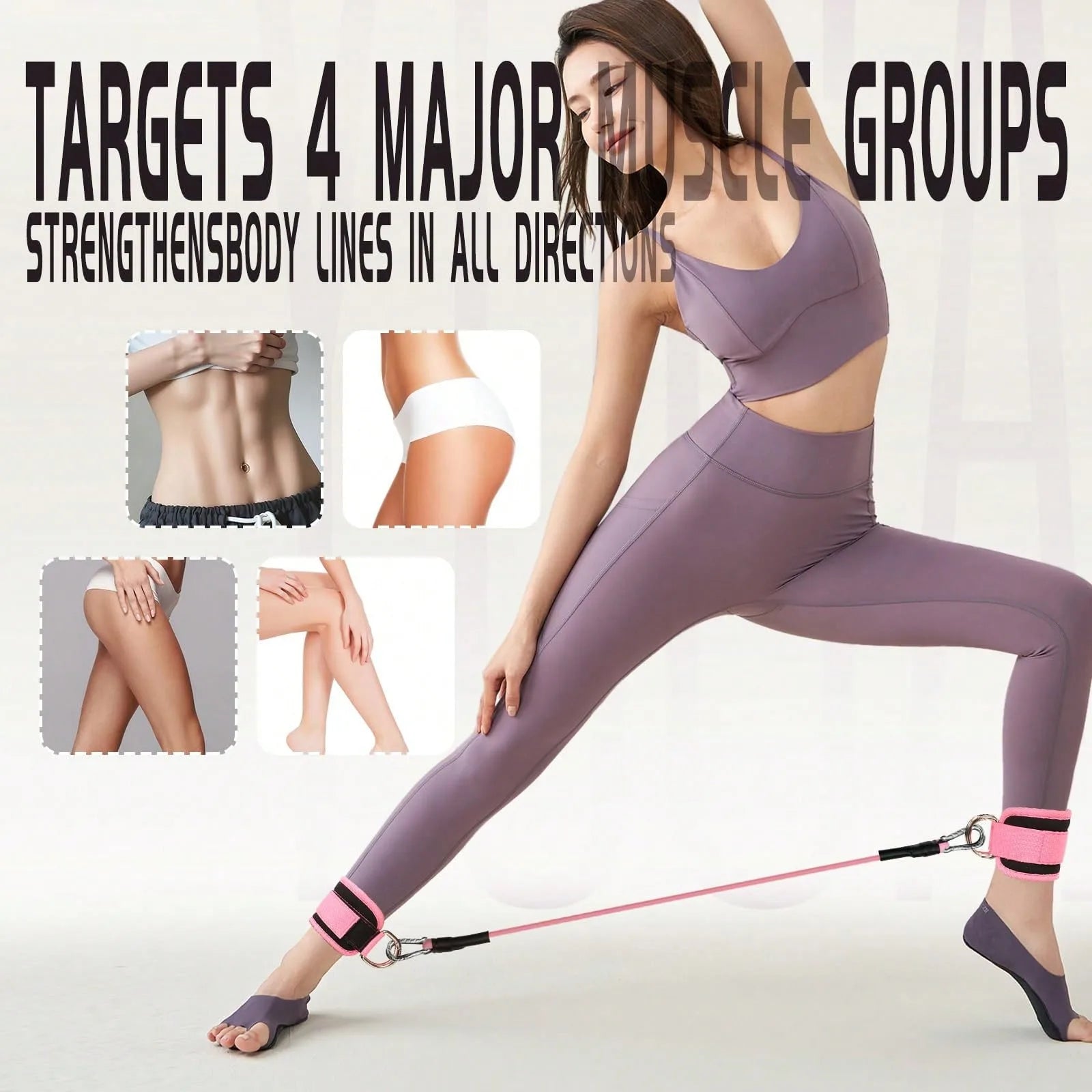 3Piece Set Natural Latex Yoga Resistance Bands, Hip and Leg Shaping Trainer with Ankle Straps