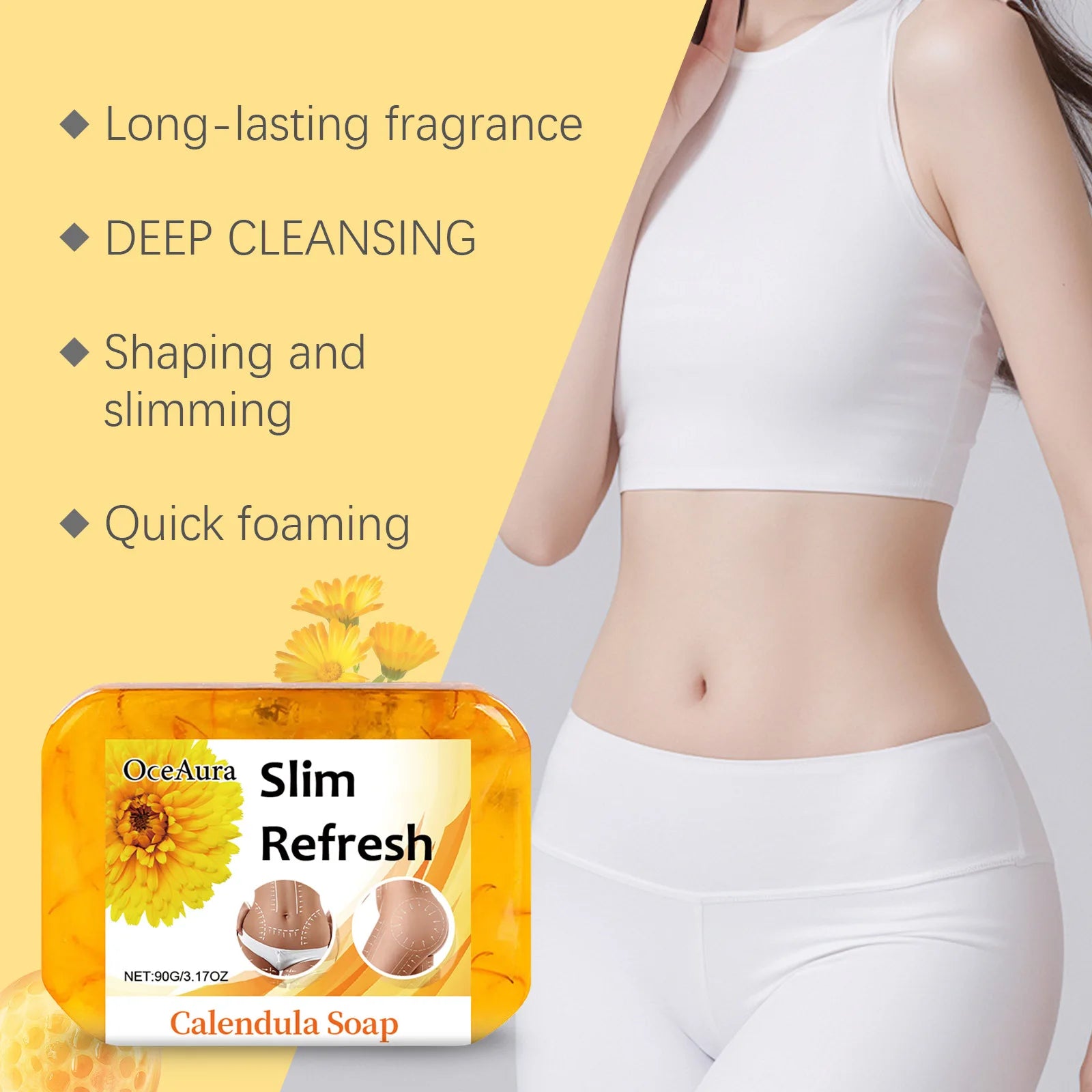 Oceaura 90g Lymphatic Detox Fat Burning Soap Exfoliating, Gentle Cleansing Soothe Skin Firm Lifting Waist Belly Soap