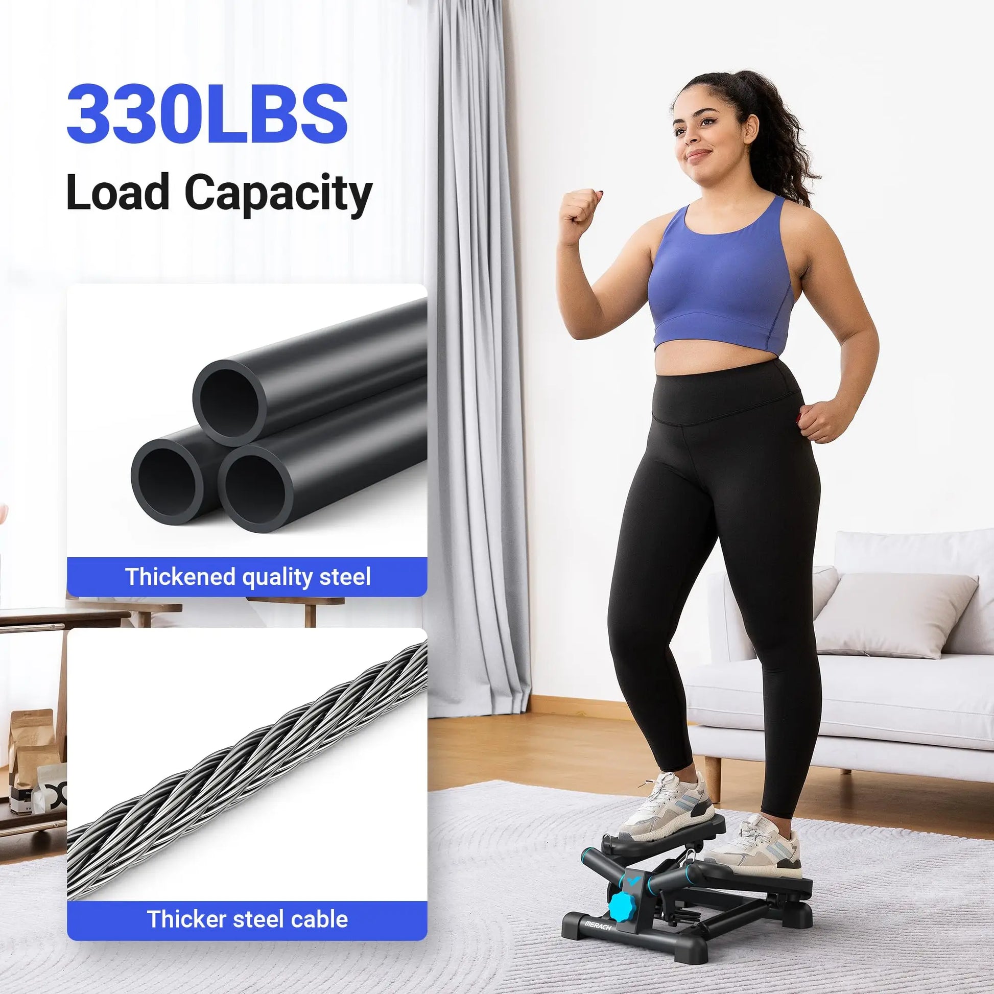 MERACH Mini Stepper for Exercise 330LBS Capacity Equipment with Resistance Band for Fitness