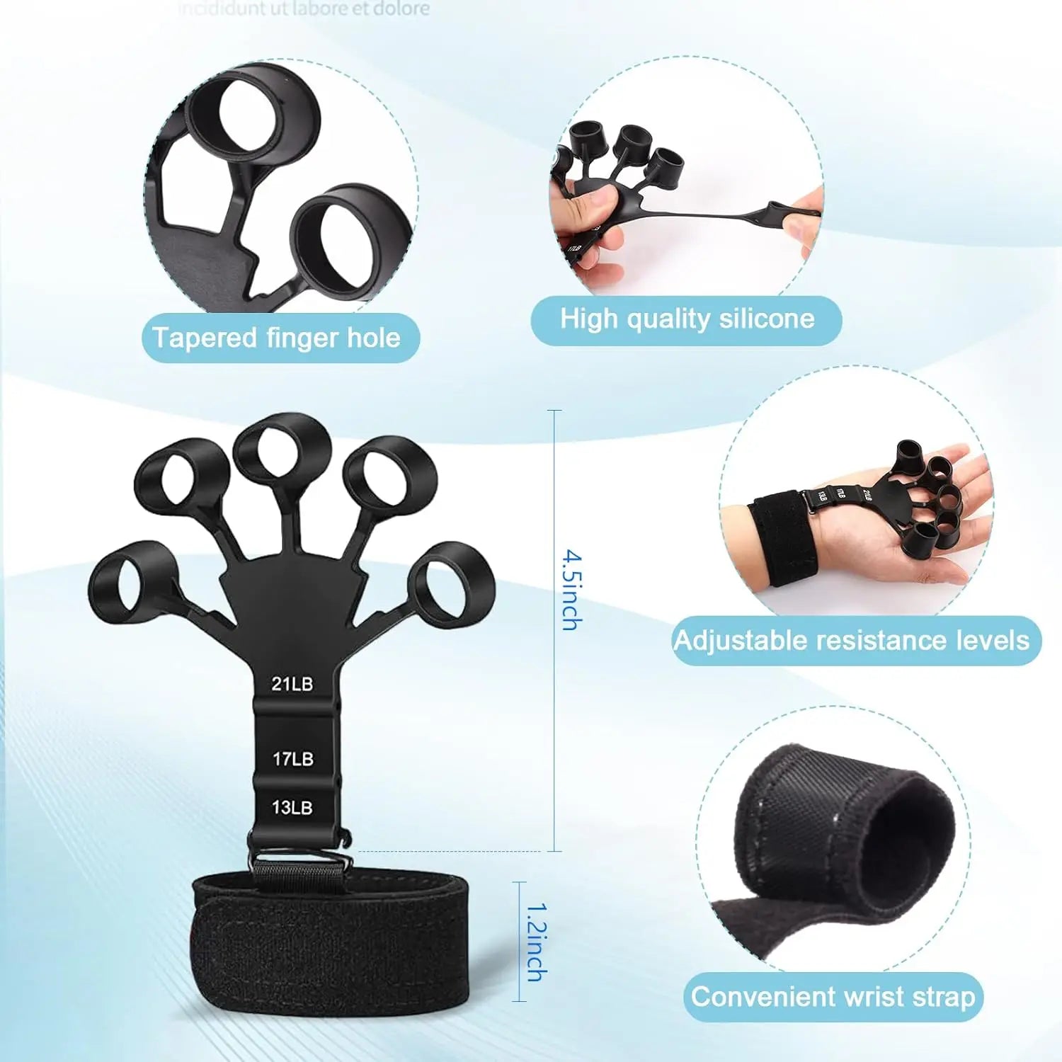 Grip Trainer Kit: Adjustable Hand Gripper, Stress Ball & Forearm Ring for Muscle Build & Injury Recovery