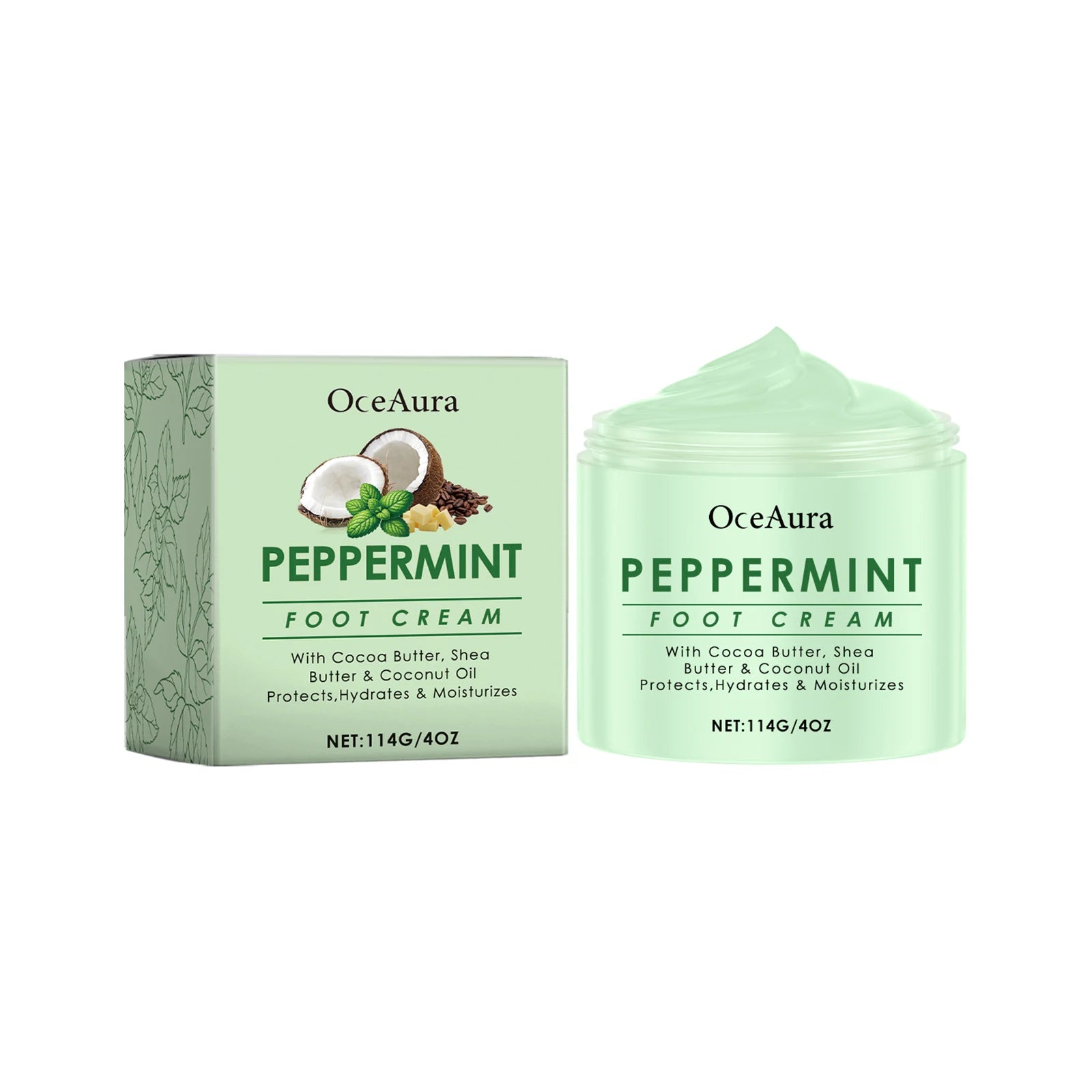 Oceaura Mint Foot Care Cream, Daily Relief Dryness, Remove Dead Skin, Nourishing Cooling Relief Discomfort