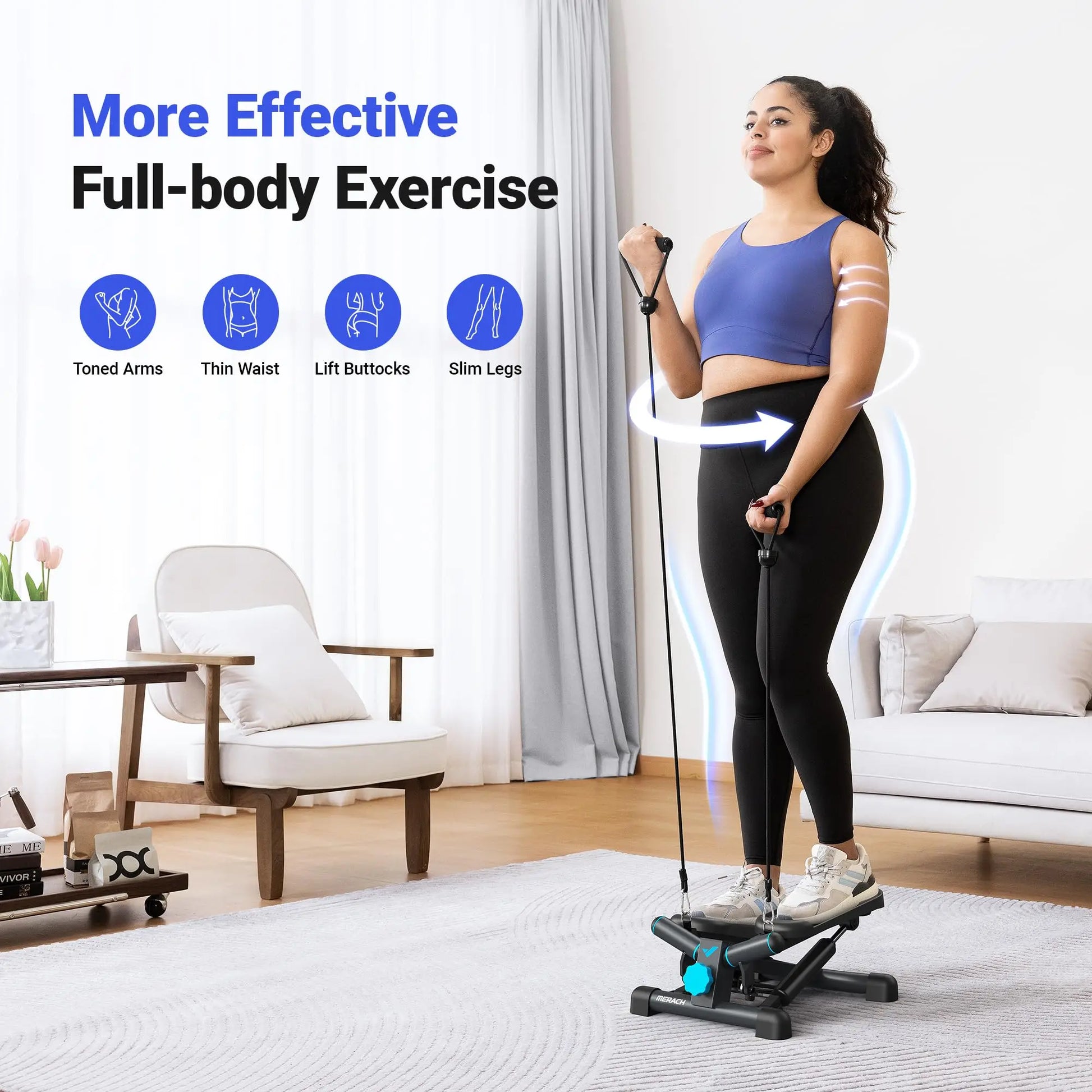 MERACH Mini Stepper for Exercise 330LBS Capacity Equipment with Resistance Band for Fitness