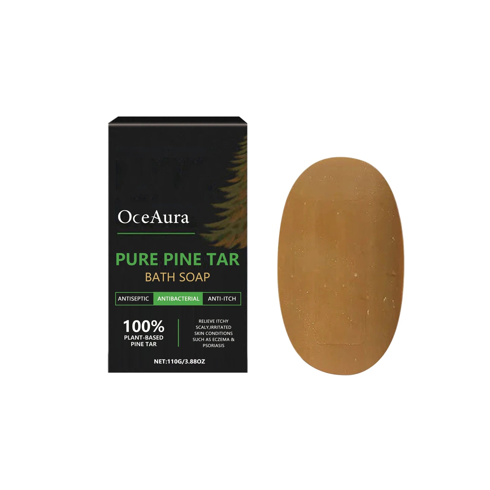 Oceaura Pure Pine Tar Body Soap Bar Daily Cleaning Moisturizing Strengthen Skin Barrier