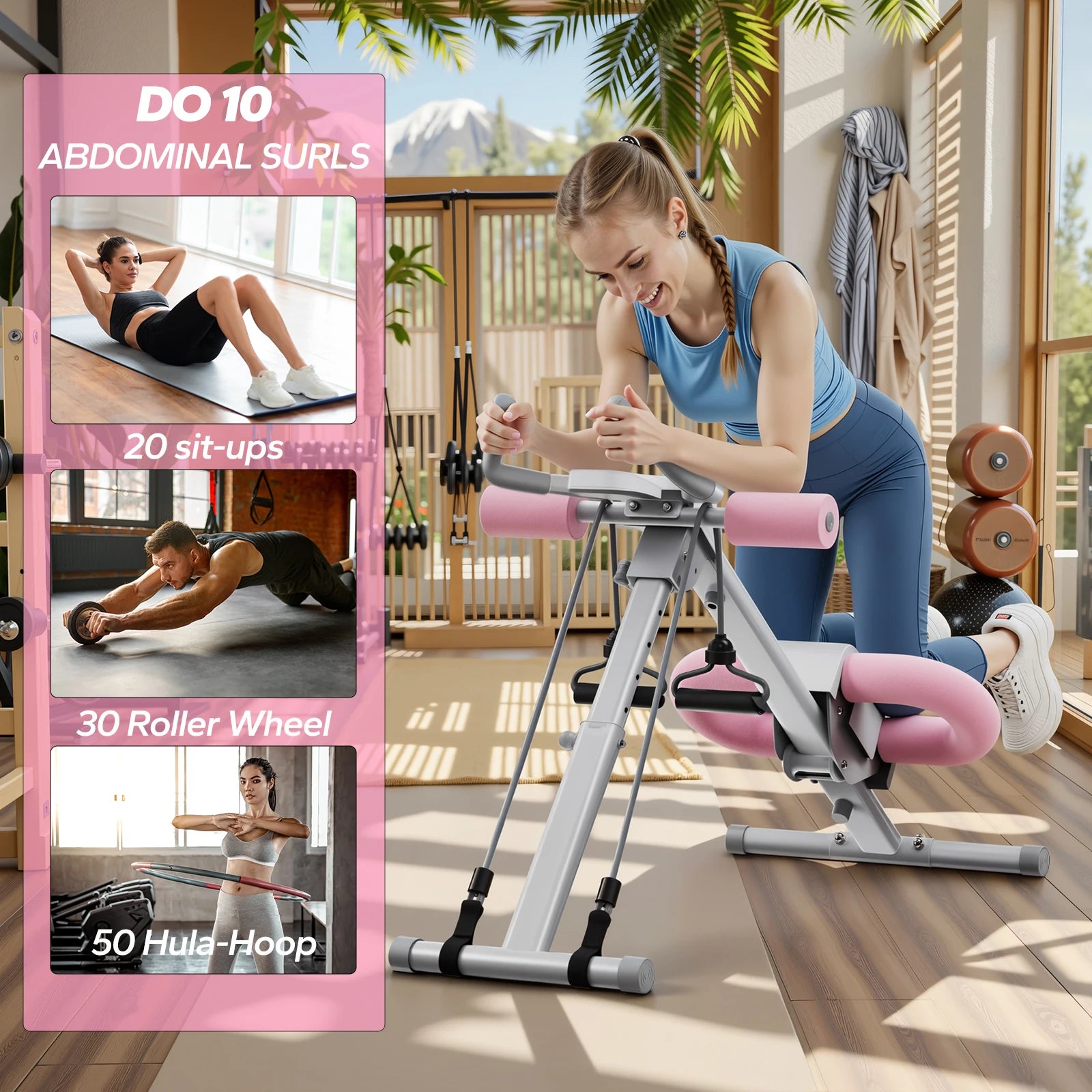 MERACH Adjustable Trainer Workout, Foldable, Knee Protection, Core & Ab Exercise System