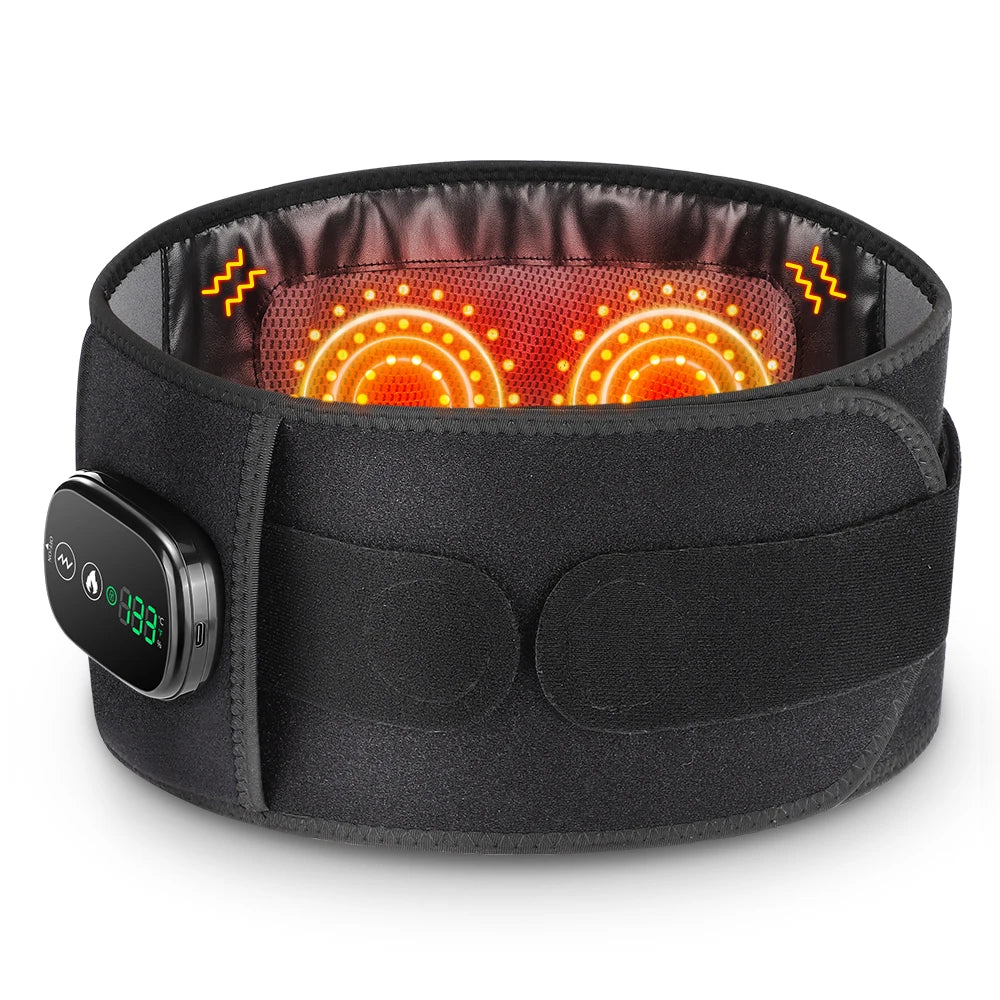Heating Vibration Massager Belt, Waist and Lumbar Support Brace, Back Massage