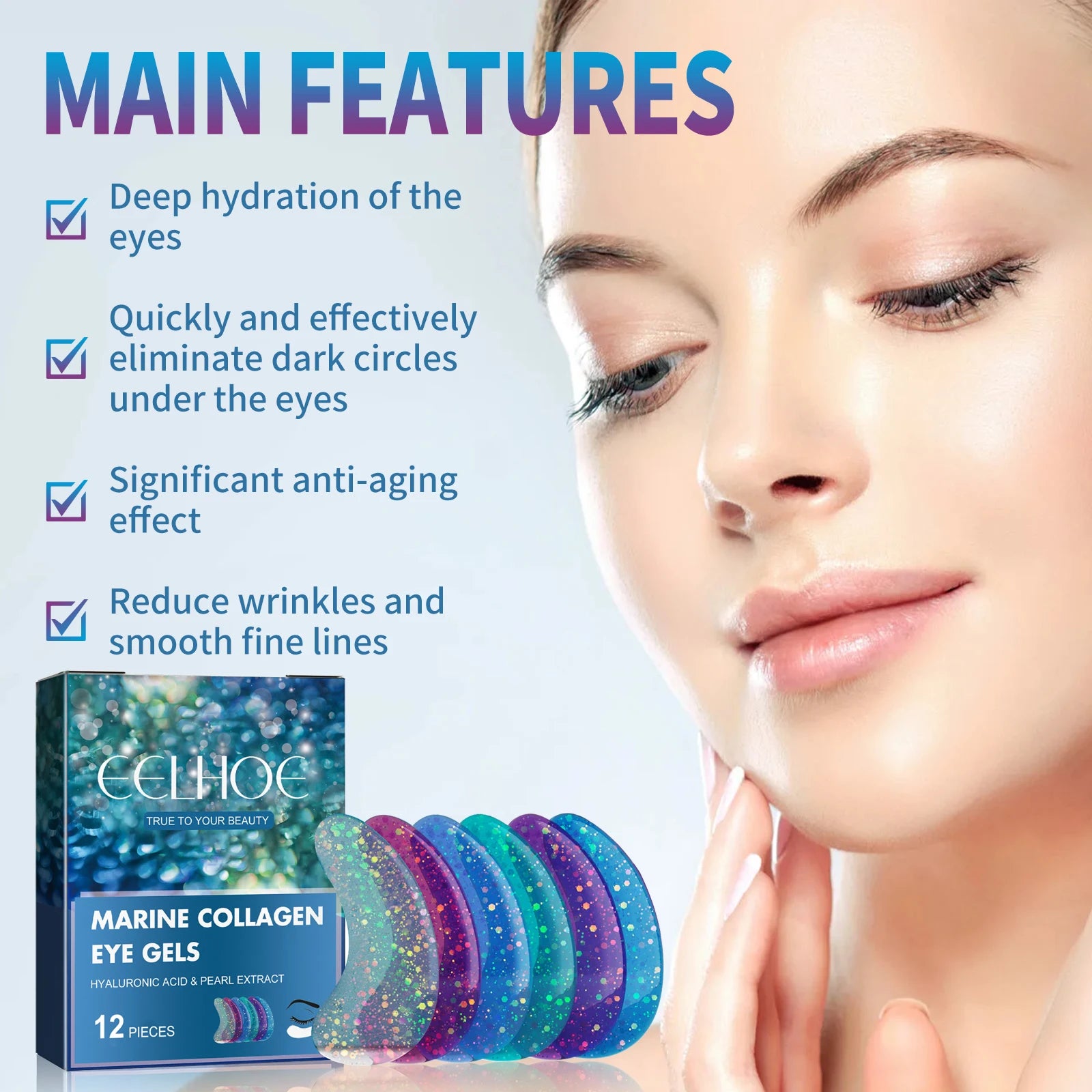 Collagen Eye Mask Relieves Puffiness, Lightening, Replenishing, Fades Wrinkles, Tightening