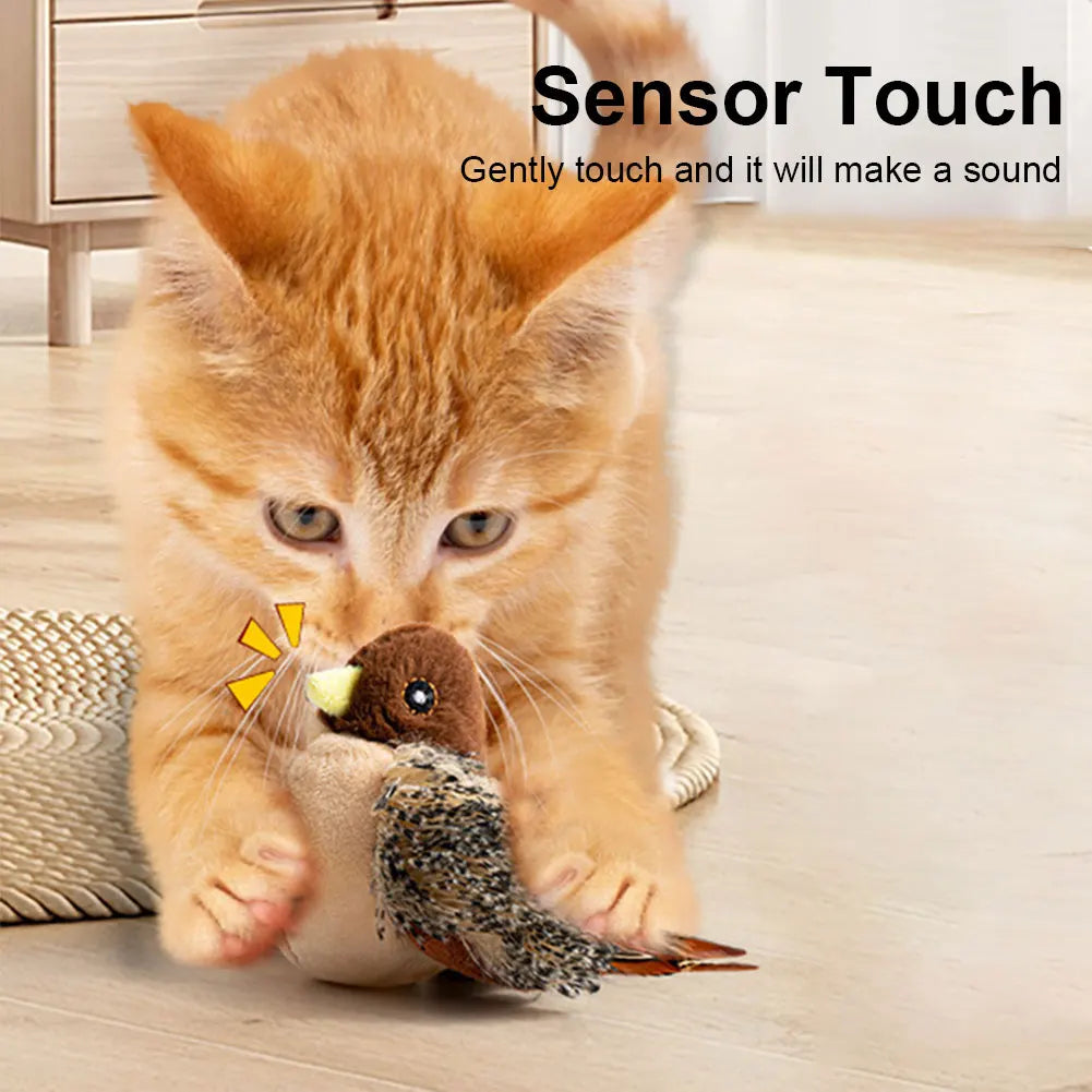 Interactive Flappy Bird Plush Cat Toy Electric Squeaky, Simulated, Chirping Bird