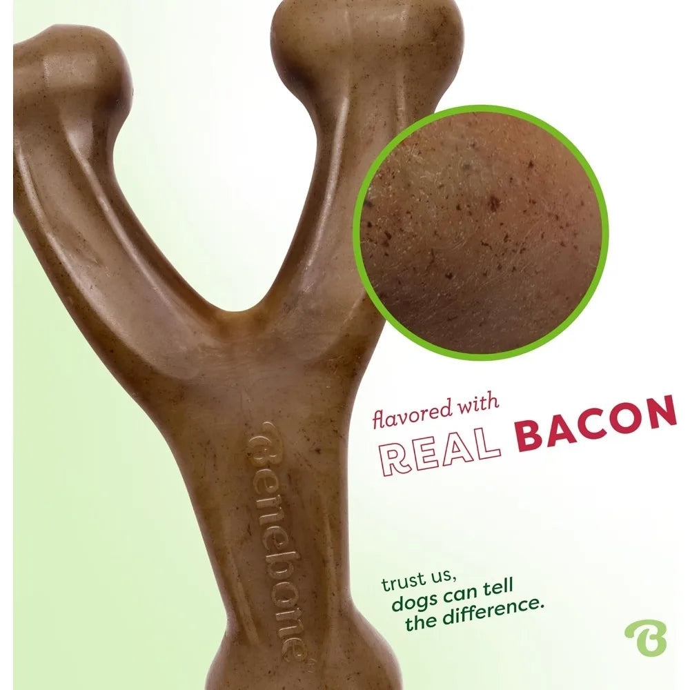 Durable Dog Chew Toy for Aggressive Chewers, Real Bacon, Made in USA, Medium