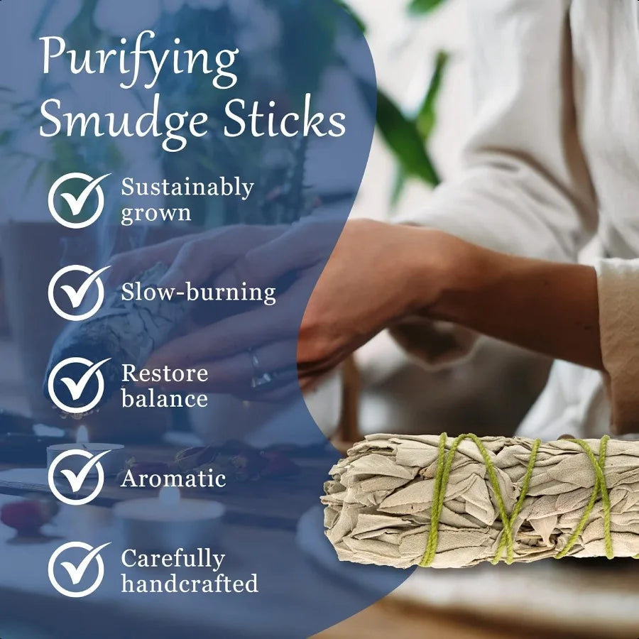 White Sage Sticks for Spiritual Cleansing 4" Dried Herbs for Meditation Accessories