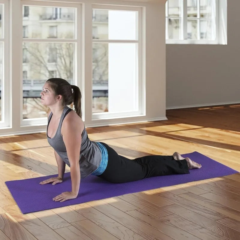 Yoga Mat - Double Sided 1/4-Inch Workout Mat - 71x24-Inch for Pilates with Carrying Strap