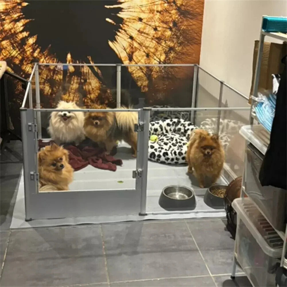 1Pc Large Acrylic Dog Playpen, Whelping Pen Box, Indoor Enclosure Clear Fence with Waterproof Pad