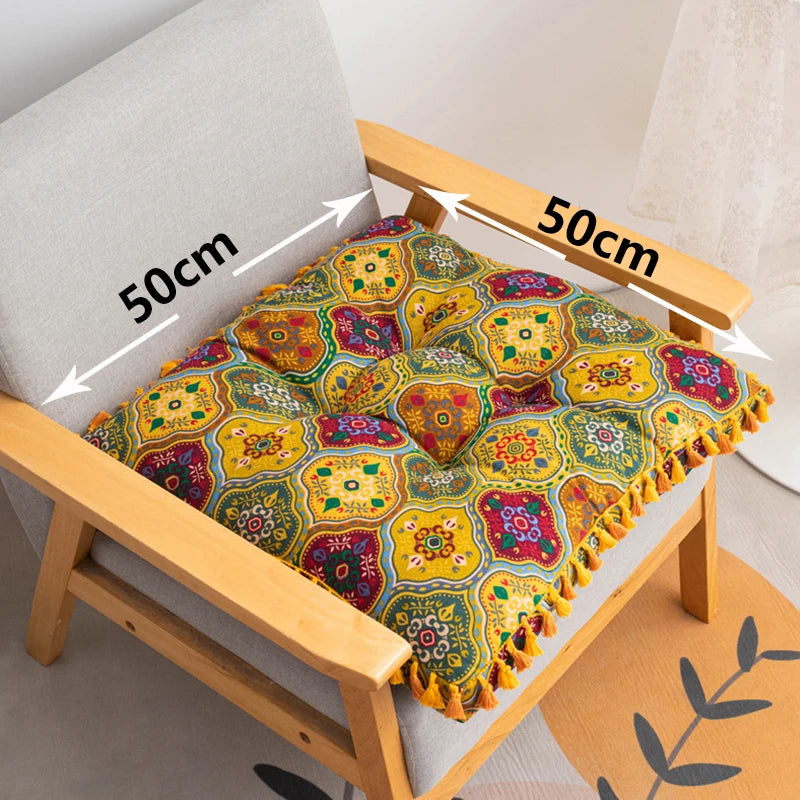 1pc Boho Style Floor Pillow, Square Cushion Meditation Pillow 50cm