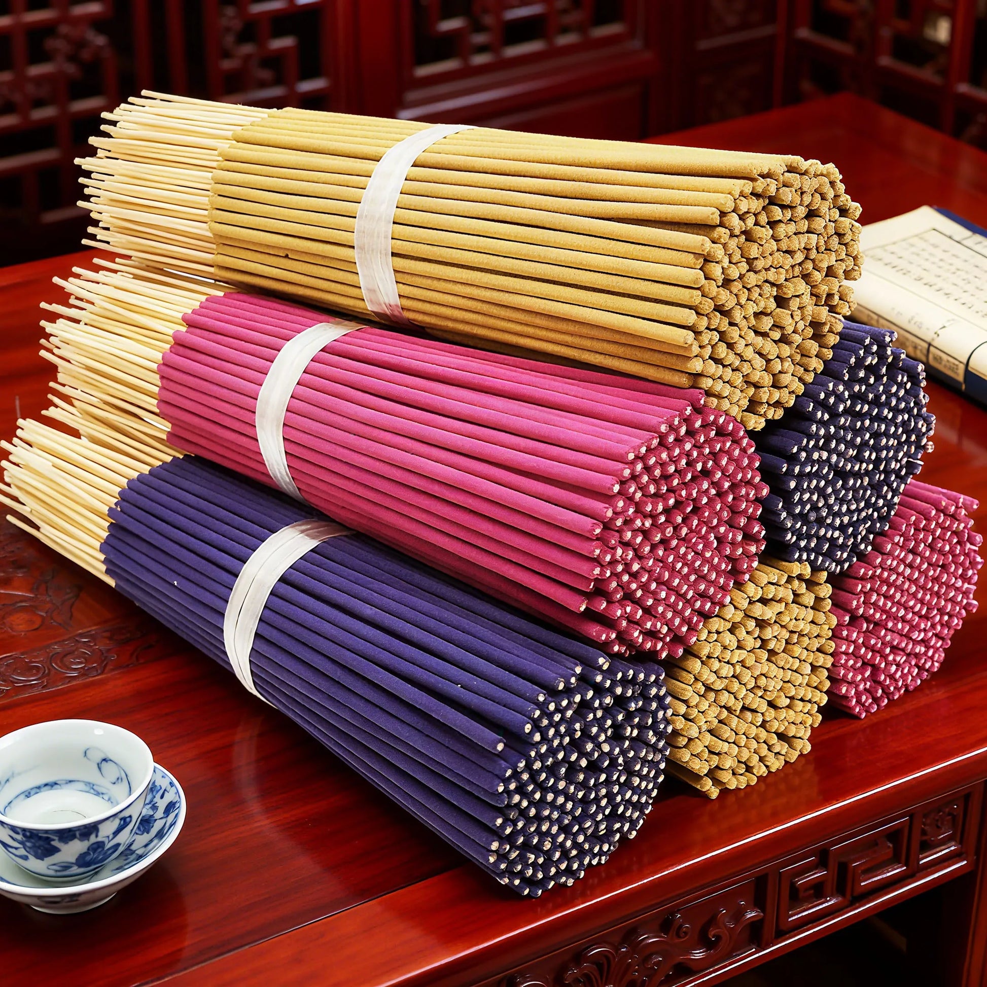 14 Sets of 280 Incense Sticks, Lavender, Milky Fragrance, Jasmine, Rose, Sandalwood, White Sage and Dragon's Blood Scents, Long-Lasting Fragrance