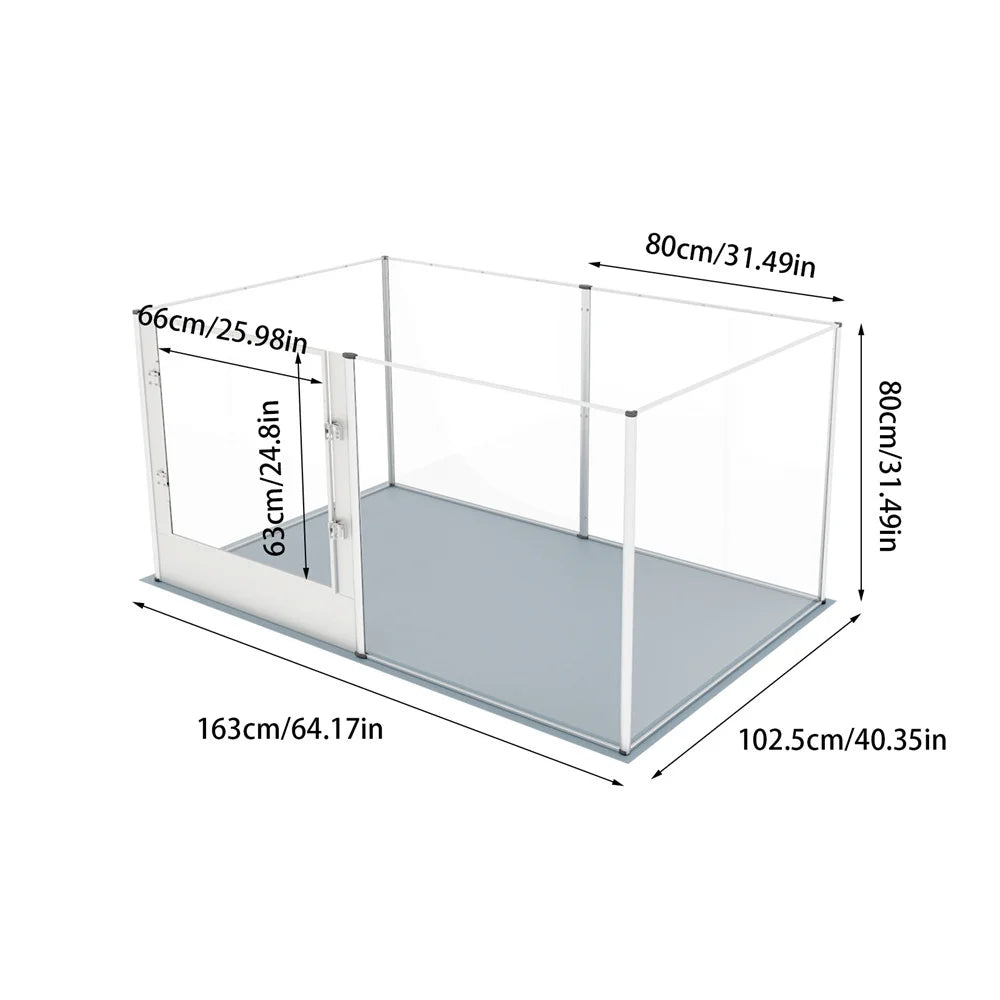 1Pc Large Acrylic Dog Playpen, Whelping Pen Box, Indoor Enclosure Clear Fence with Waterproof Pad