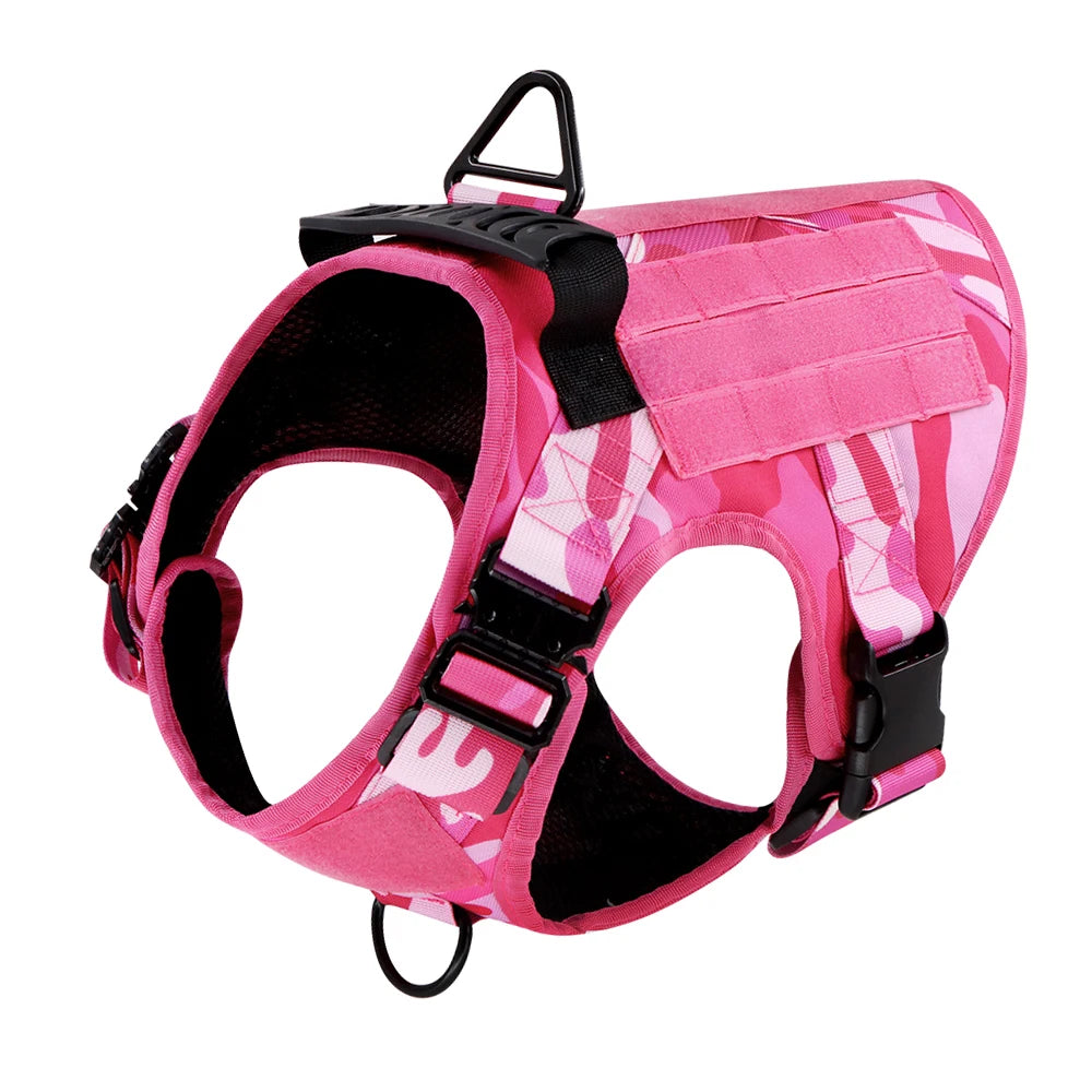 Military Pink Camouflage Dog Harness For Large Medium Dogs Leash Adjustable Training Vest