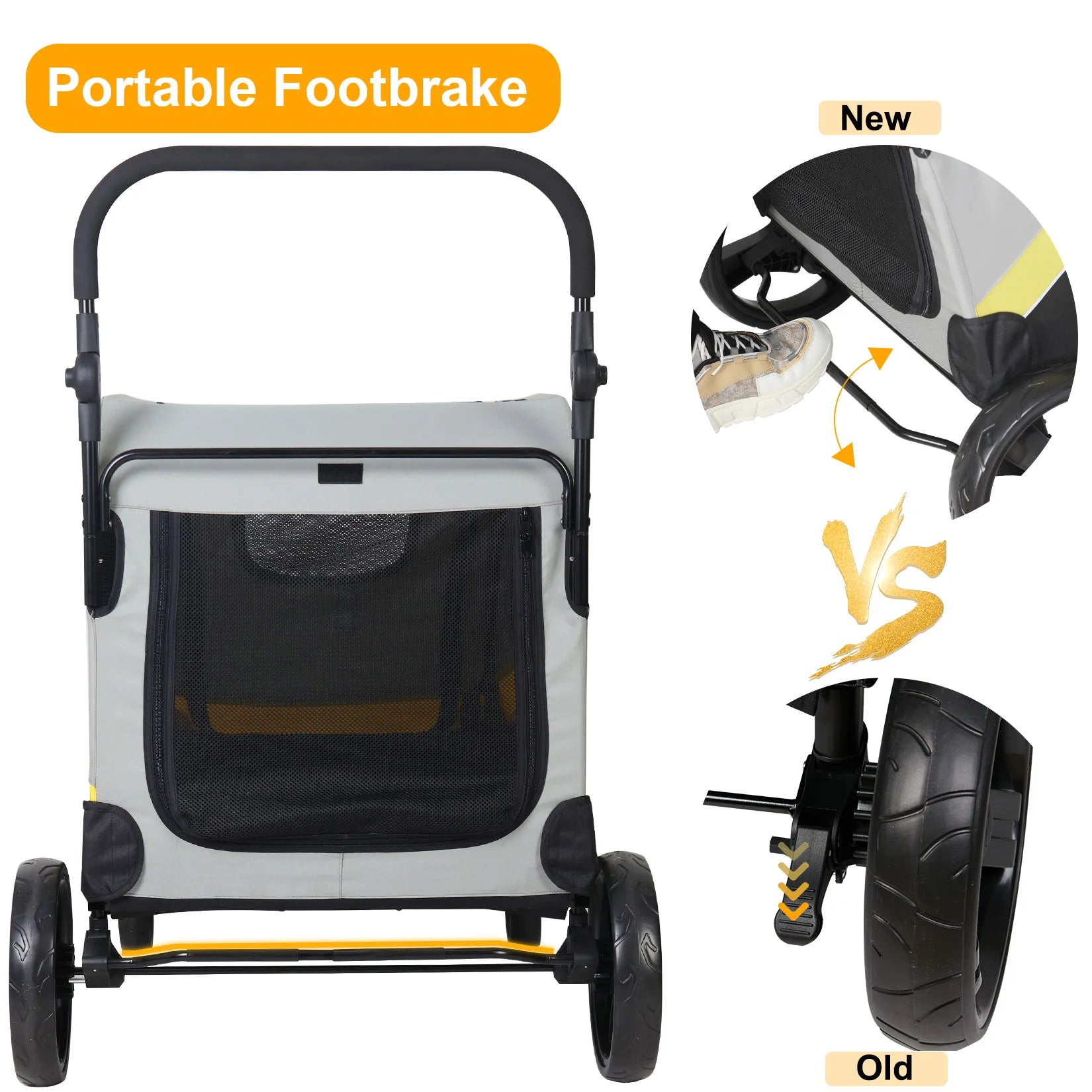 Premium Dog Stroller Pram 4 Wheel Foldable Cart, Travel, Walk, Pet Jogger Wagon for Small Medium Large Dogs