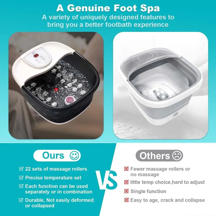 Spa Bath Massager with Heat, Foot Bath with 22 Massage Rollers with Jets and Vibration,