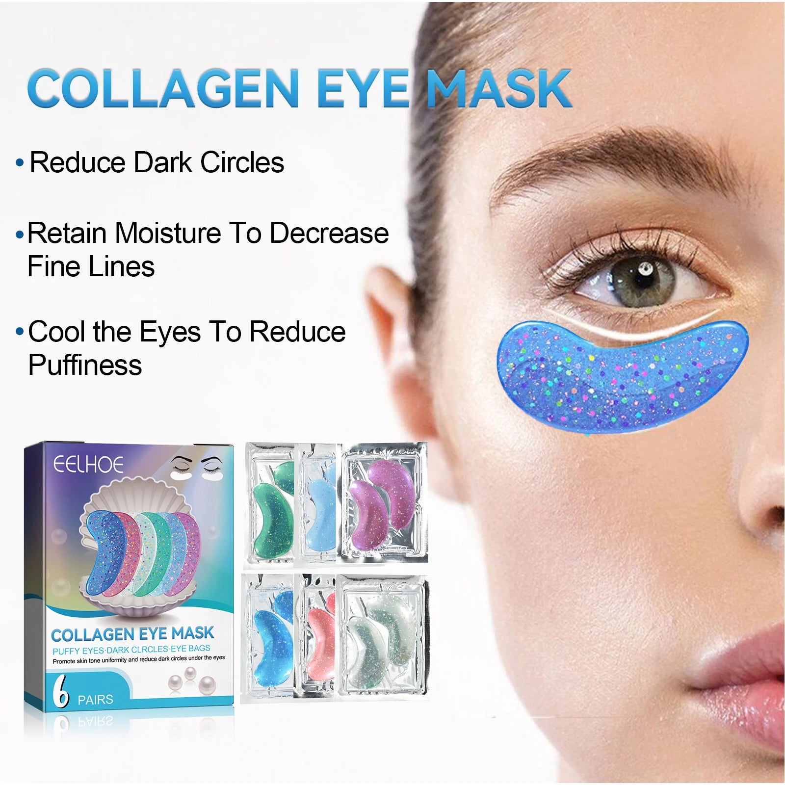 EELHOE Collagen Eye Mask Lightens Dark Circles, Hydrates, Moisturizes, Lifts