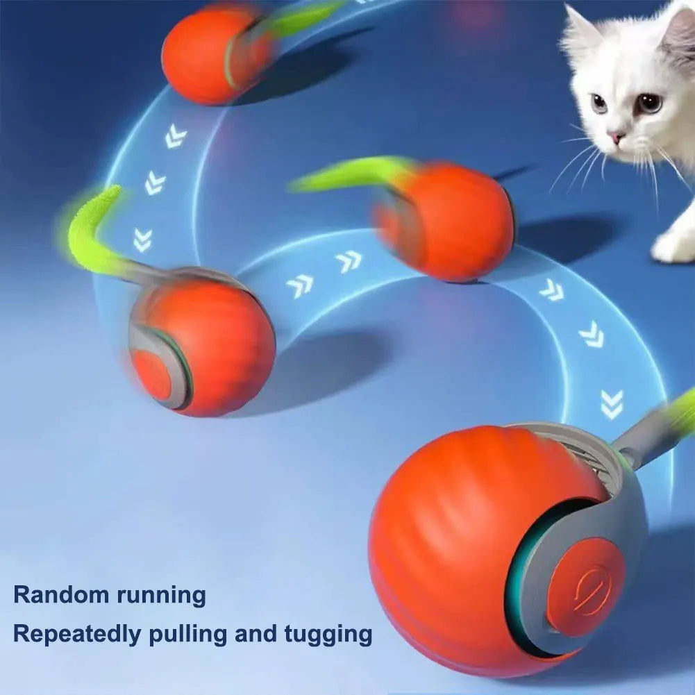Automatic Moving Cat Ball Smart Toy Two Speed Adjustment Speedy Tail with Replacement Tail