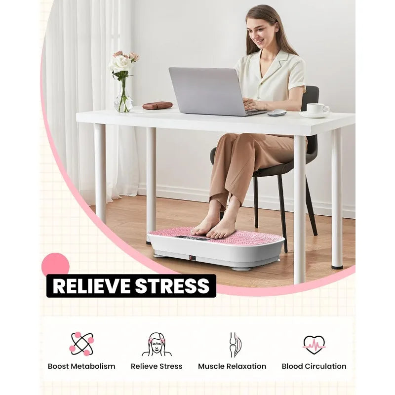 Vibration Plate Exercise Machine - Bluetooth Music & 400LBS Capacity for Lymphatic Drainage