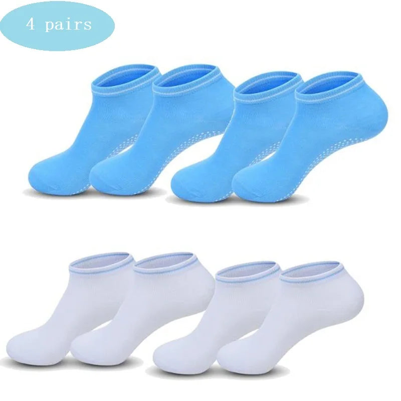 4 pairs Yoga Socks Women Cotton Silicone Non-slip Pilates Grip Towel Socks