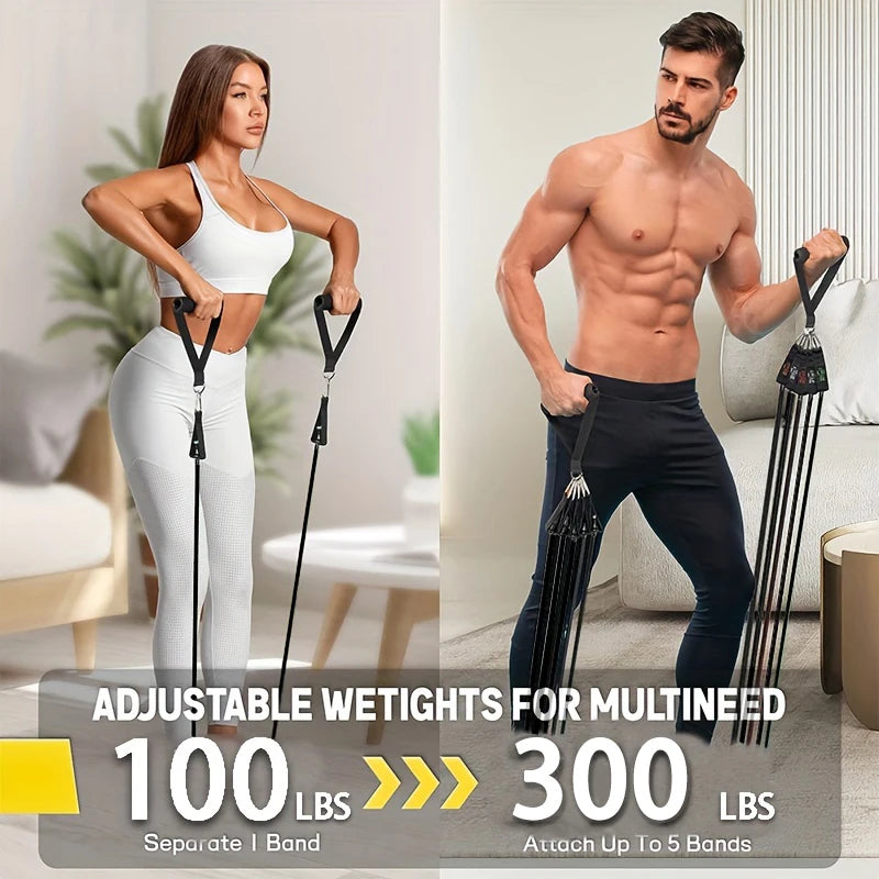 Resistance Bands Set, Exercise Bands With Door Anchor, Handles, Carry Bag, Legs Ankle Straps