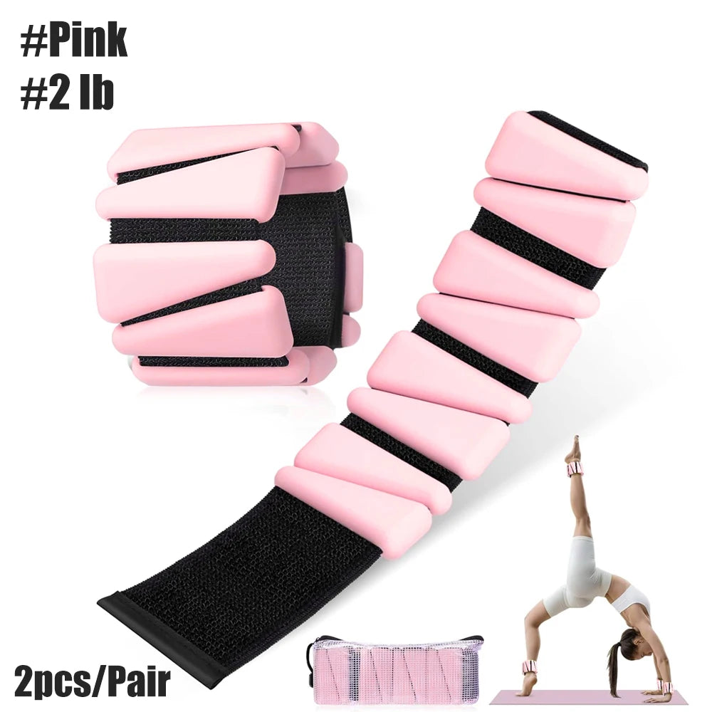 1pair  2-4lbs Adjustable Wrist Ankle Weights - Silicone Strength Training Bracelets for Yoga Running Swimming