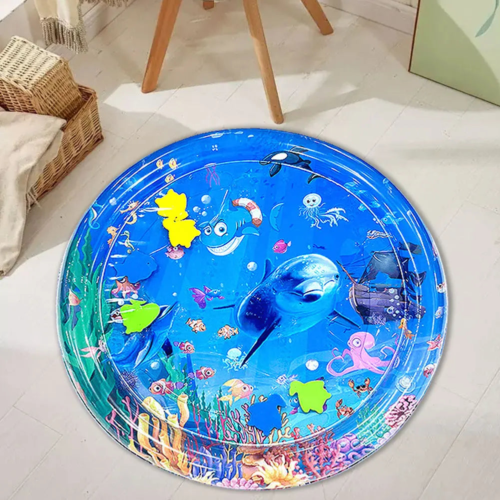 Water Sensory Playmat with Fish Tummy Time Mat for Bored Indoor Cats