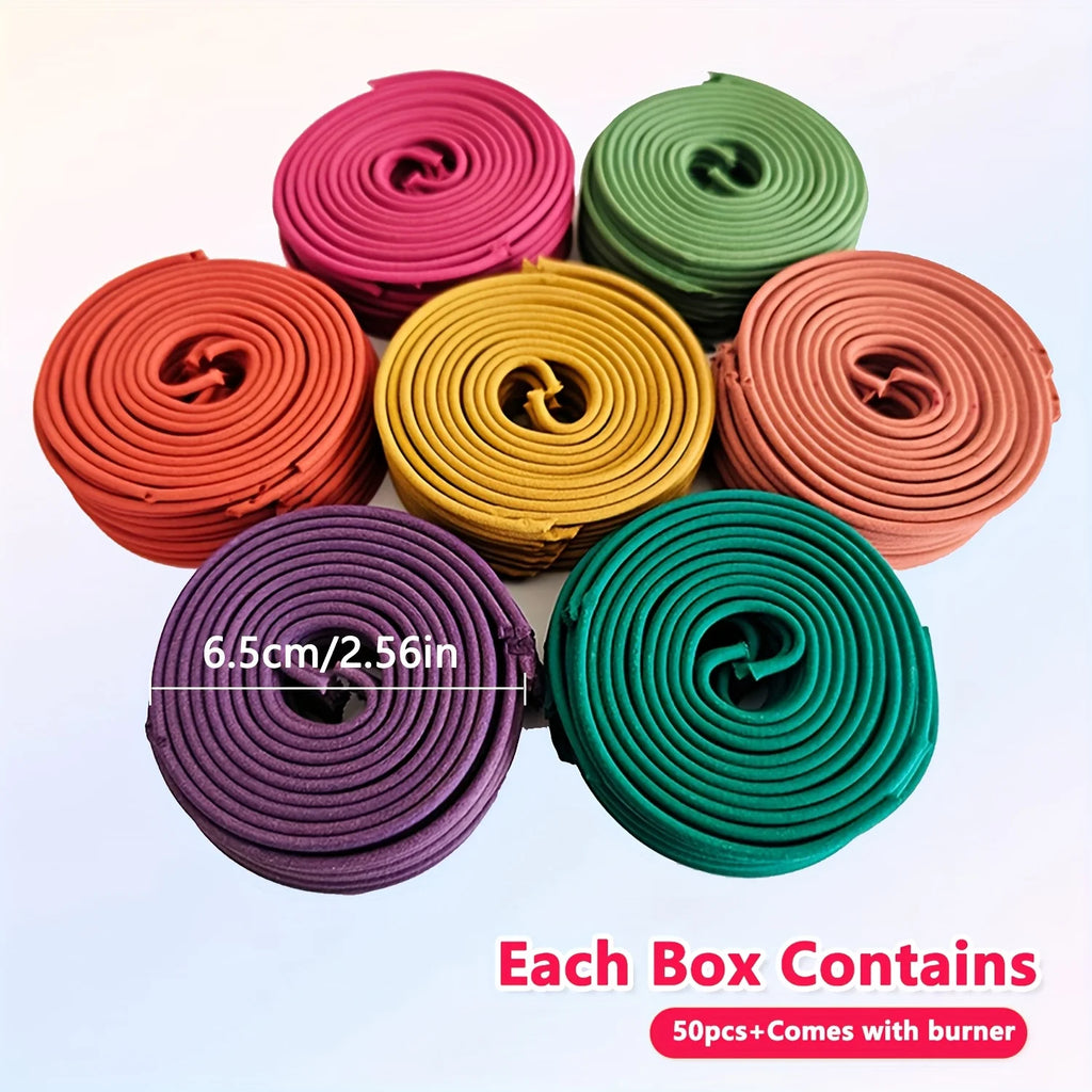 Mixed Spiral Incense Sticks 50pcs – Jasmine Lavender Orange – 3-4h Burn Time