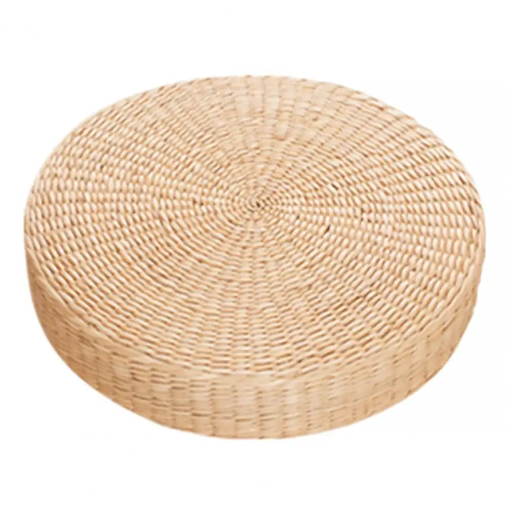 Tatami Cushion Round Straw Handmade Pillow for Floor, Meditation Woven Pillow