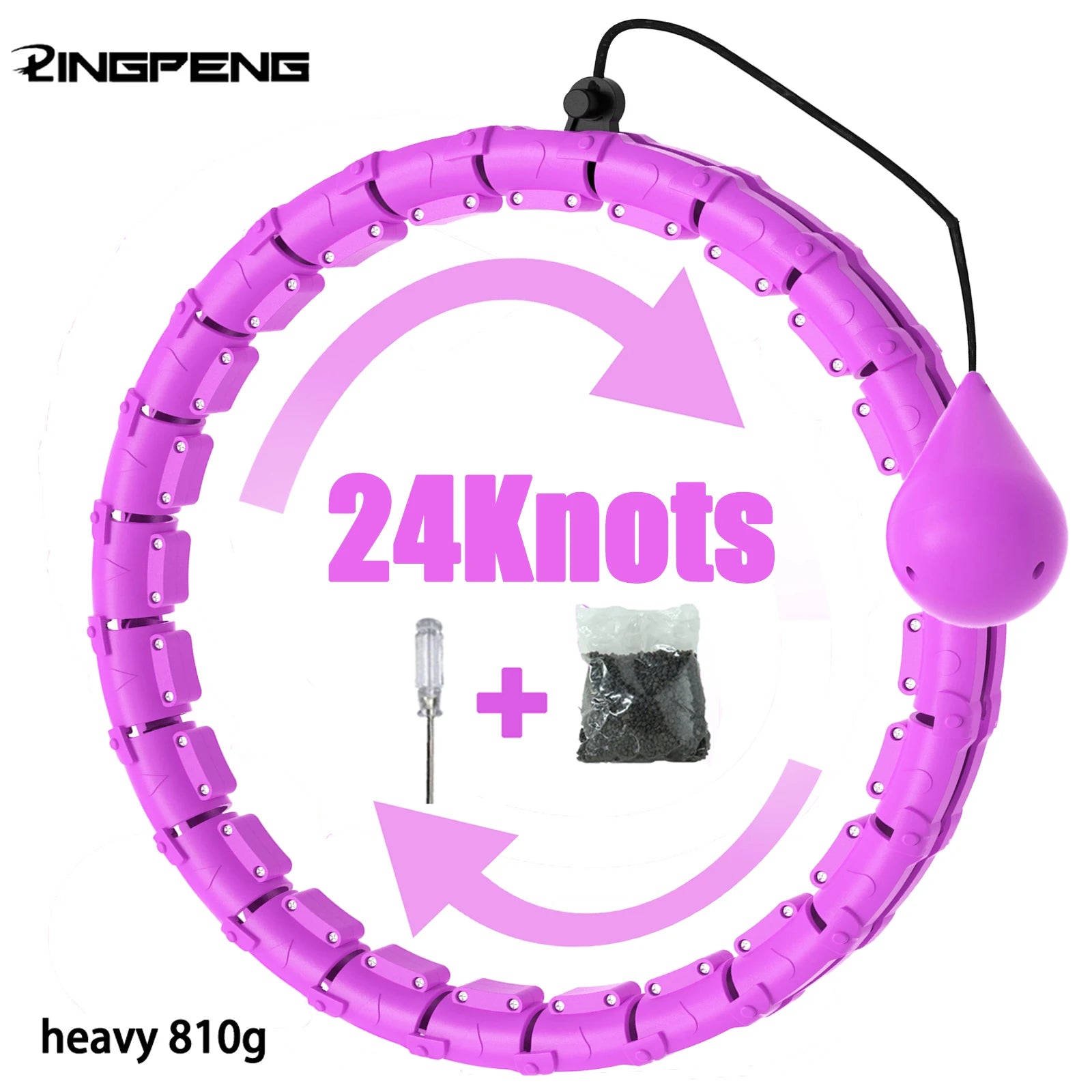 Weighted Fitness Circle Hoops for Weight Loss, Plus Size Smart Exercise 2 in 1 Adjustable with Detachable Knots