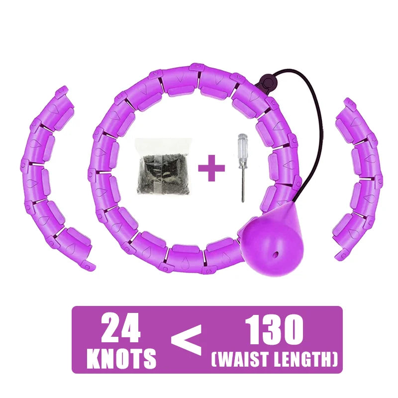 Weighted Fitness Circle Hoops for Weight Loss, Plus Size Smart Exercise 2 in 1 Adjustable with Detachable Knots
