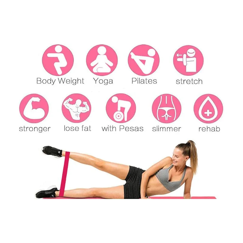 5 Pcs Pink Resistance Bands Set, Workout Bands Elastic Fitness Loop for Leg and Butt Exercise,